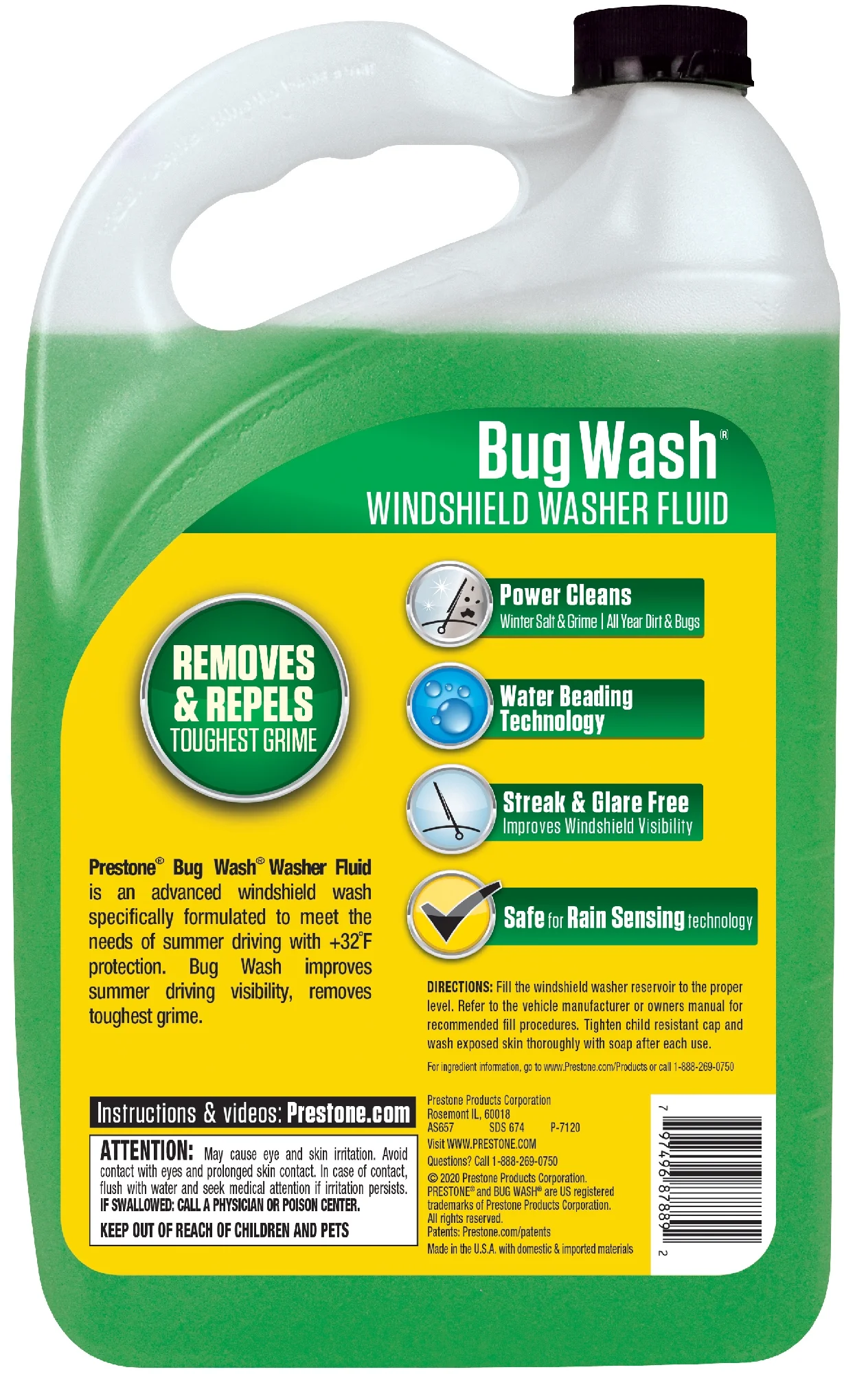 Prestone BugWash/Summer Washer Fluid - 1 gal; Removes & Repels Toughest Grime