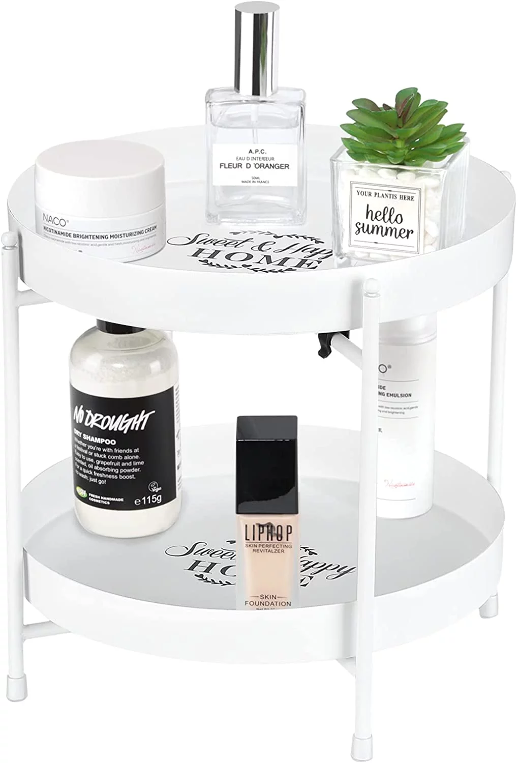 Luxspire 2-Tier Bathroom Countertop Organizer, Bathroom Vanity Trays 2-Tier, Detachable Countertop Organizer Shelves Serving Tray, Dresser Makeup Storage Sink Kitchen Spice Rack Perfume Tray, White