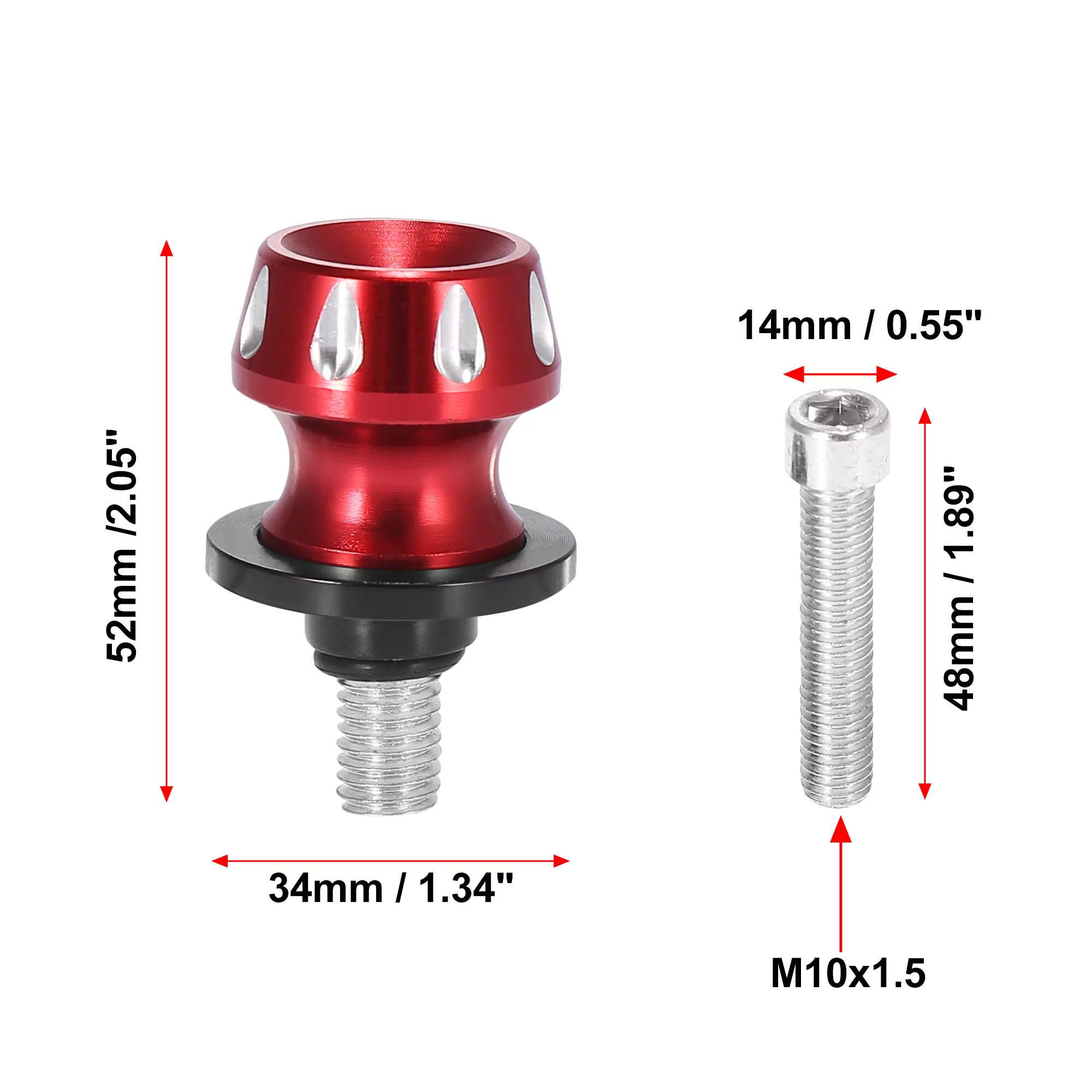 2pcs M10x1.5 Red Aluminum Alloy Motorbike Swing Arm Spools Sliders Stand for Kawasaki