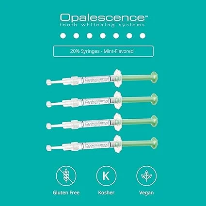 Opalescence 20% PF Mint Teeth Whitening Syringe Gel Refill Kit by Ultradent – Professional Dental Whitener (12 Syringes, Carbamide Peroxide Based)