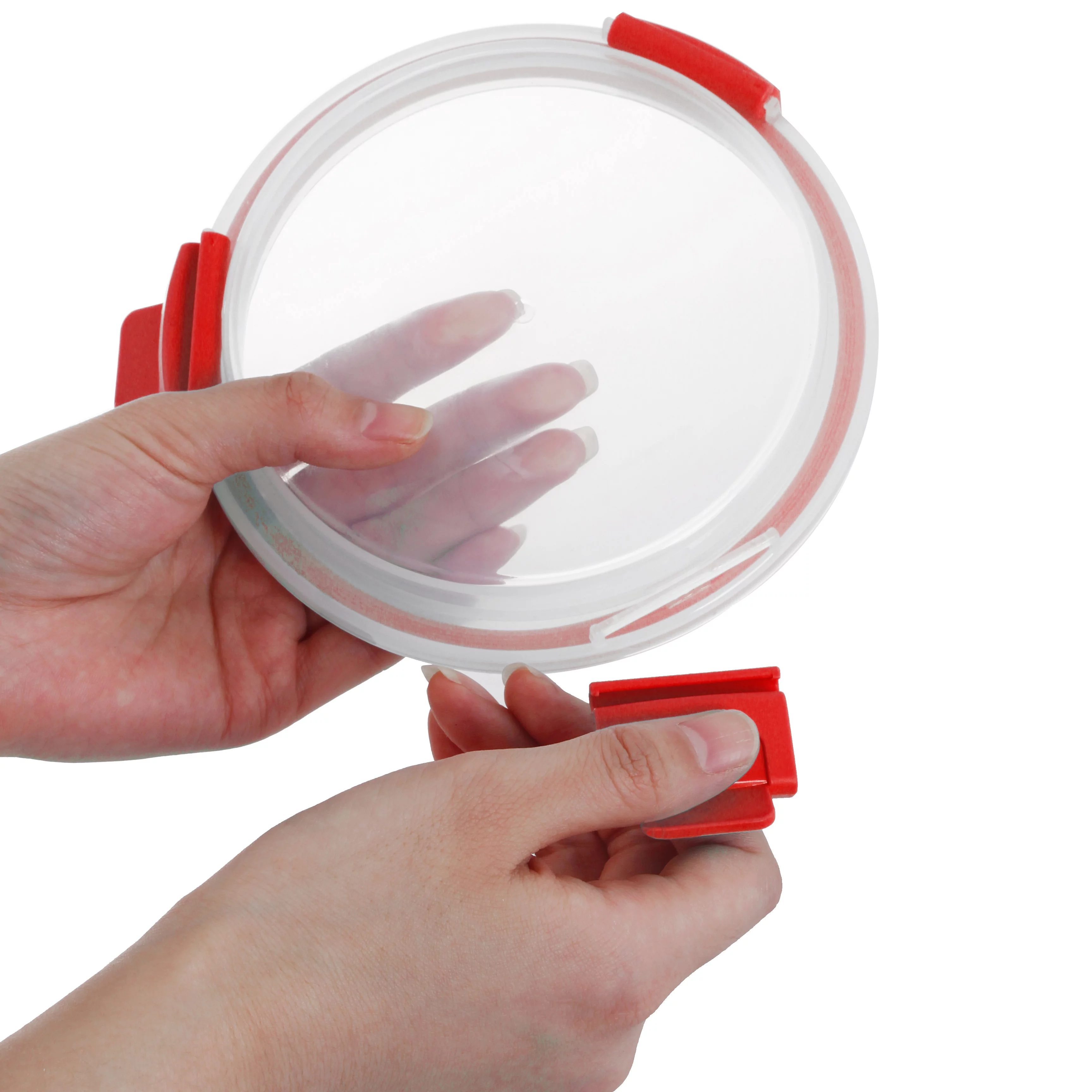 21 oz Round Leak and Spill Proof Borosilicate Glass Food Storage Dishwasher Safe Meal Prep Storage Container with Air-tight Plastic Lid, Red