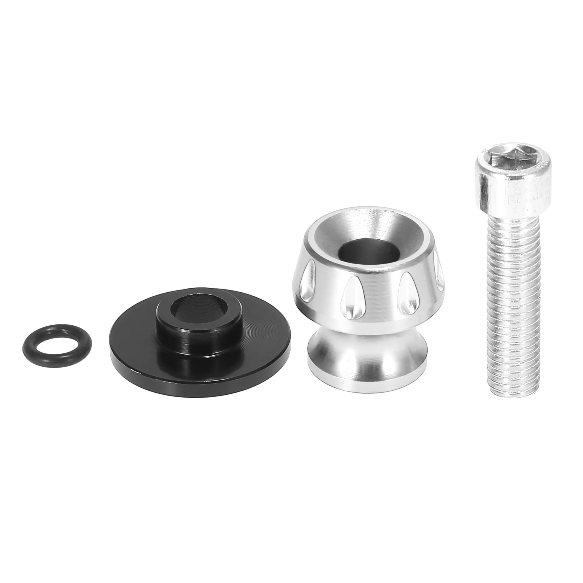 2pcs M10x1.5 Silver Tone Aluminum Alloy Motorbike Swing Arm Spools Sliders Stand for Kawasaki