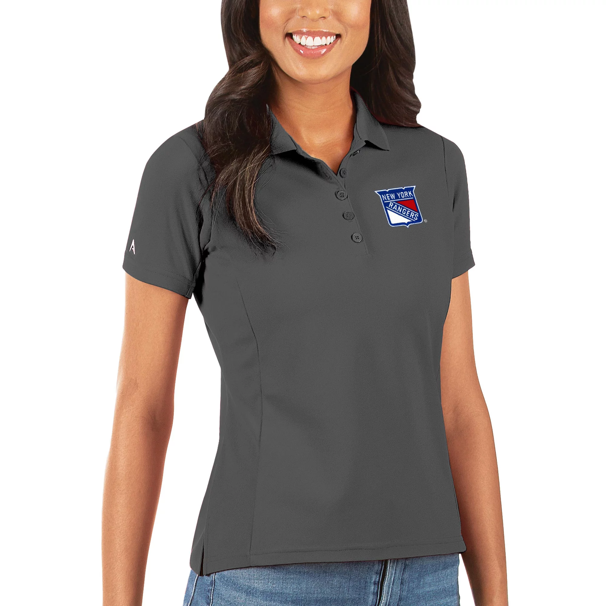 Women's Antigua Charcoal New York Rangers Legacy Pique Polo