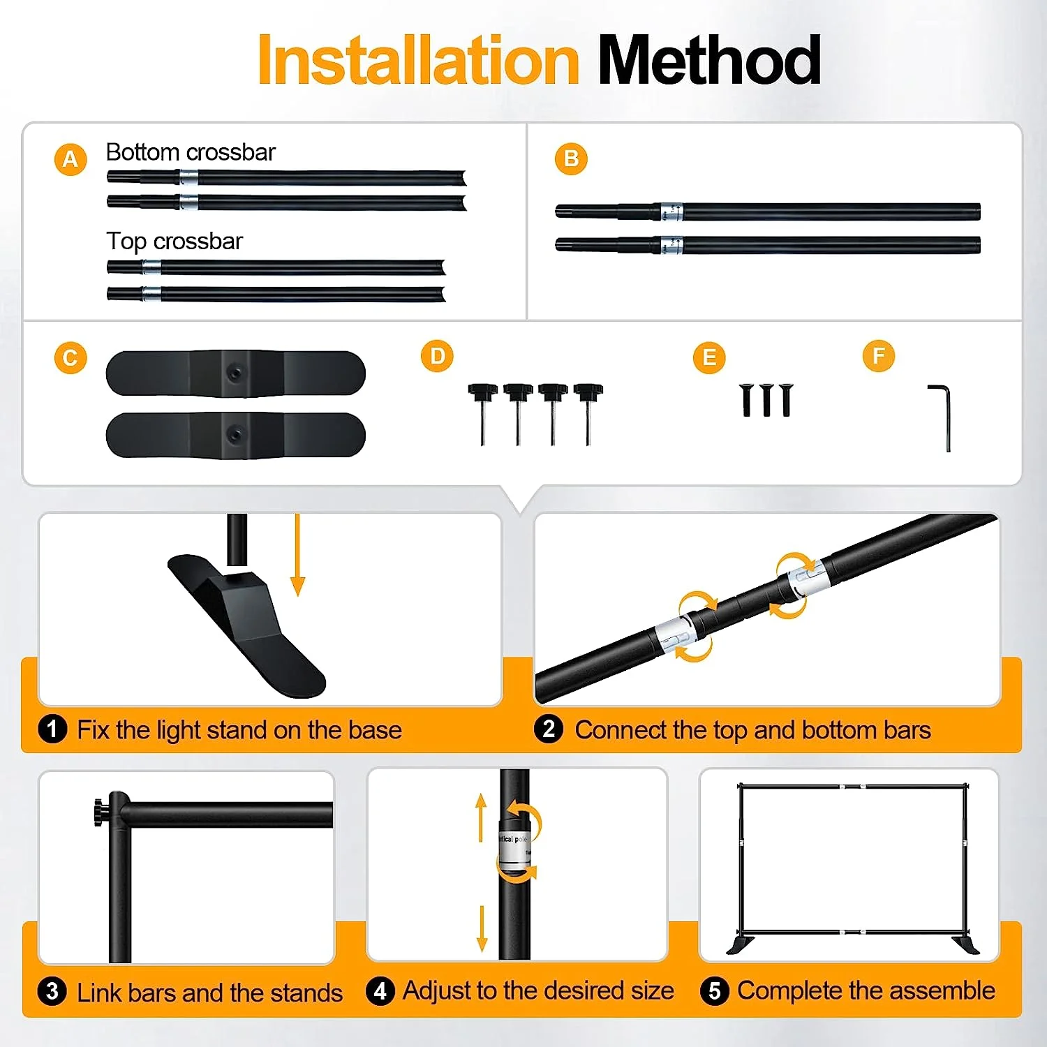 Emart Backdrop Banner Stand 10x8ft, Heavy Duty Backdrop Stand Kit Adjustable Step and Repeat for Photography, Photo Booth