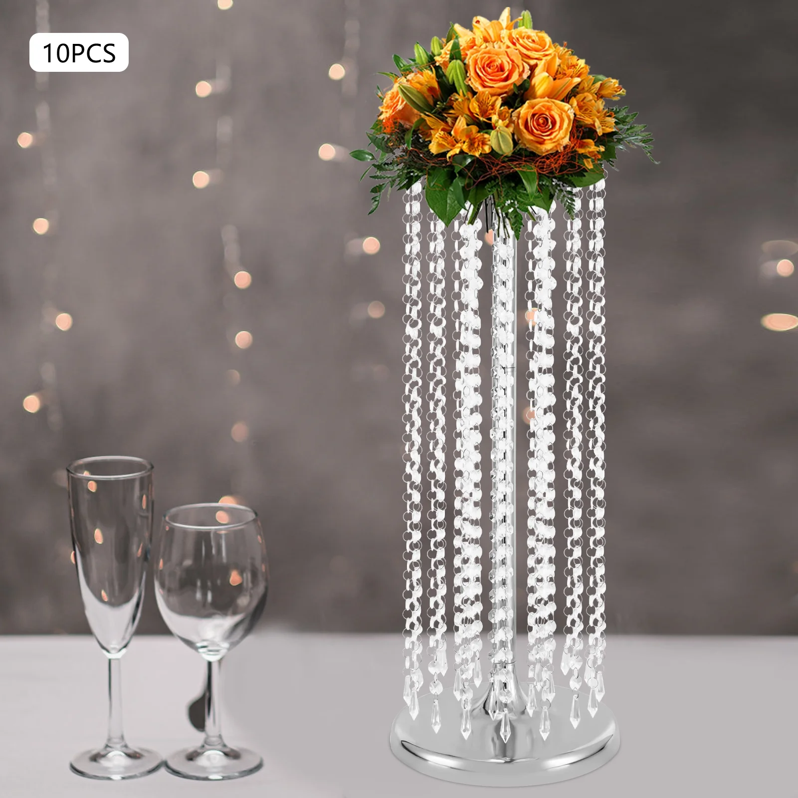 Miumaeov 10 Packs 23.6inch Tall Wedding Centerpieces Flower Vases Stand Crystal Flower Arrangements Decor