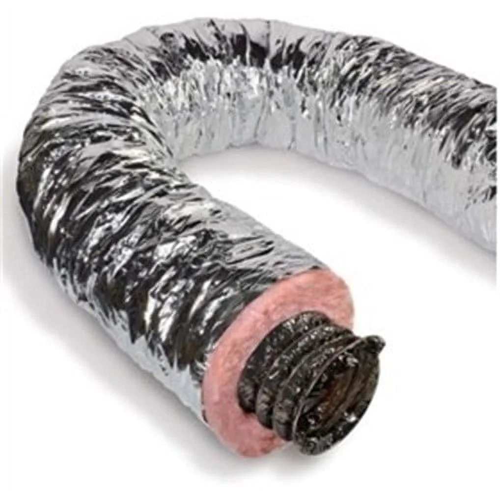 Master Flow F6IFD8X300 Insulated Flexible Duct, 8 in, 25 ft L, Fiberglass, Silver