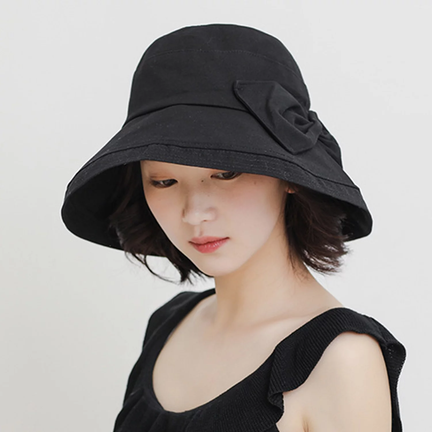 Jdlsppl Women's Beach Sun Hat Floppy Hat UV Protection Cap Fall Blackout Fitted Soft Black One Size