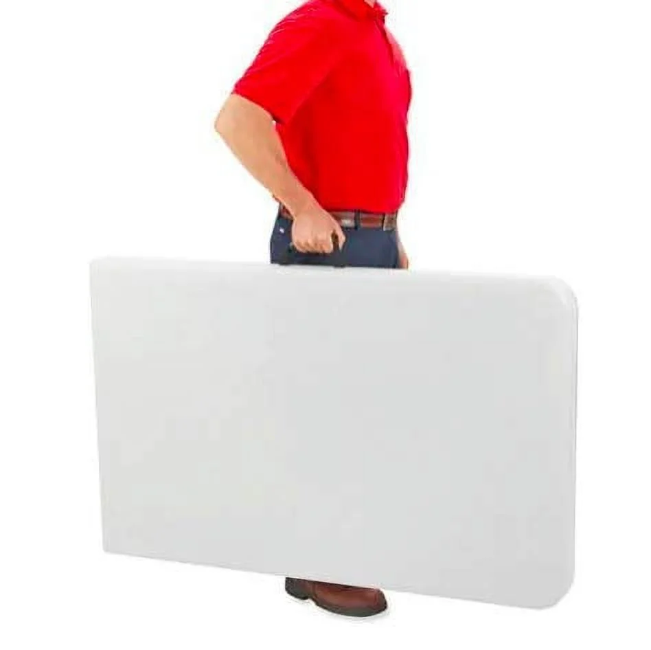 New Home Era 8ft Folding Table - Fold-in-Half Portable Utility Table - Foldable Heavy Duty Plastic Table for Indoor & Outdoor Parties, Picnic, Camping, Wedding BBQ Catering, Garden Dining - White