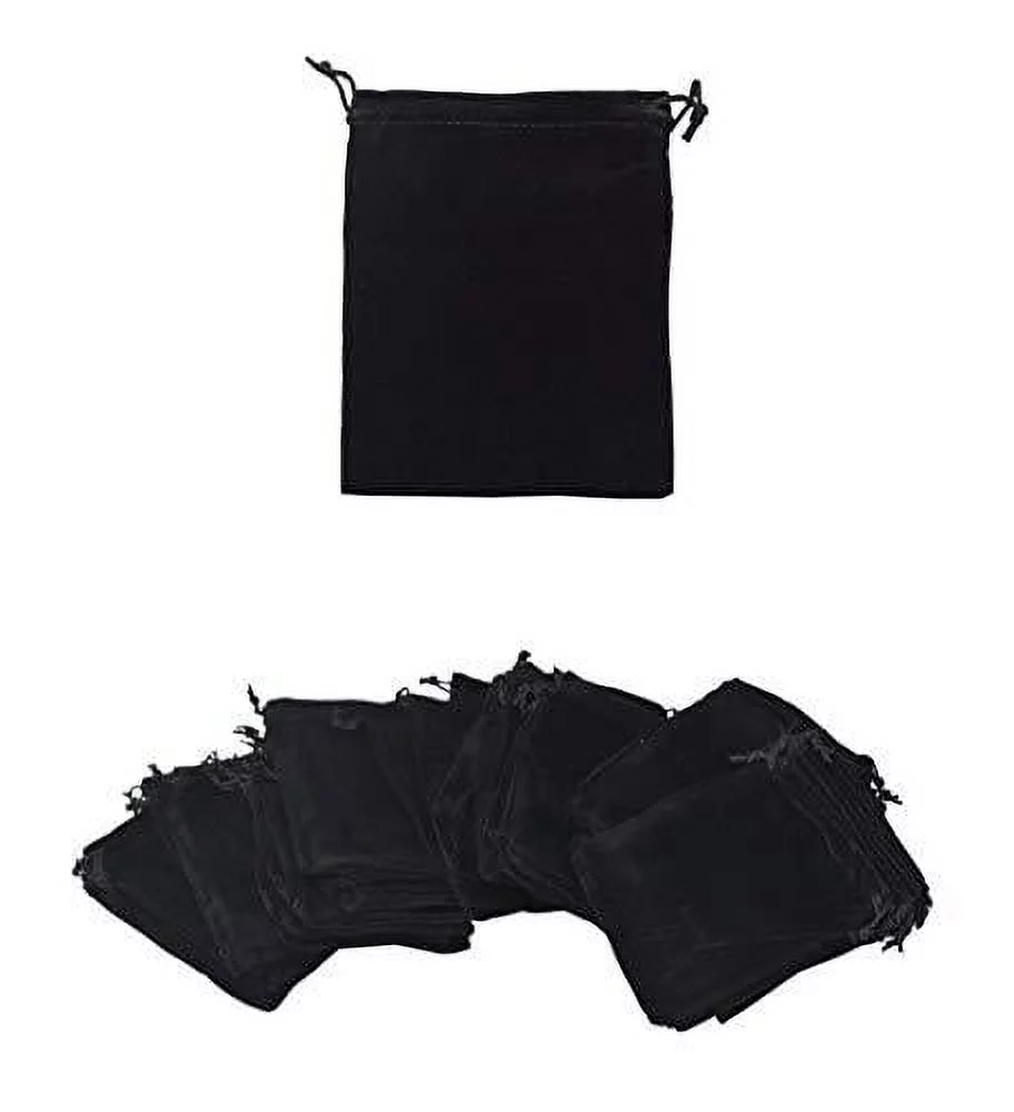 Velvet Bags with Drawstring for Jewelry, Gifts, Packaging; Cloth Plain Pouches by Mandala Crafts