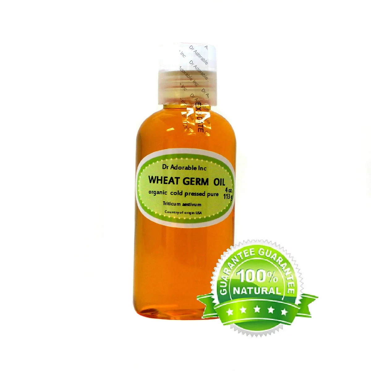 Dr. Adorable - Unrefined Wheat Germ Oil 100% Pure Organic Cold Pressed Extra Virgin - 4 oz