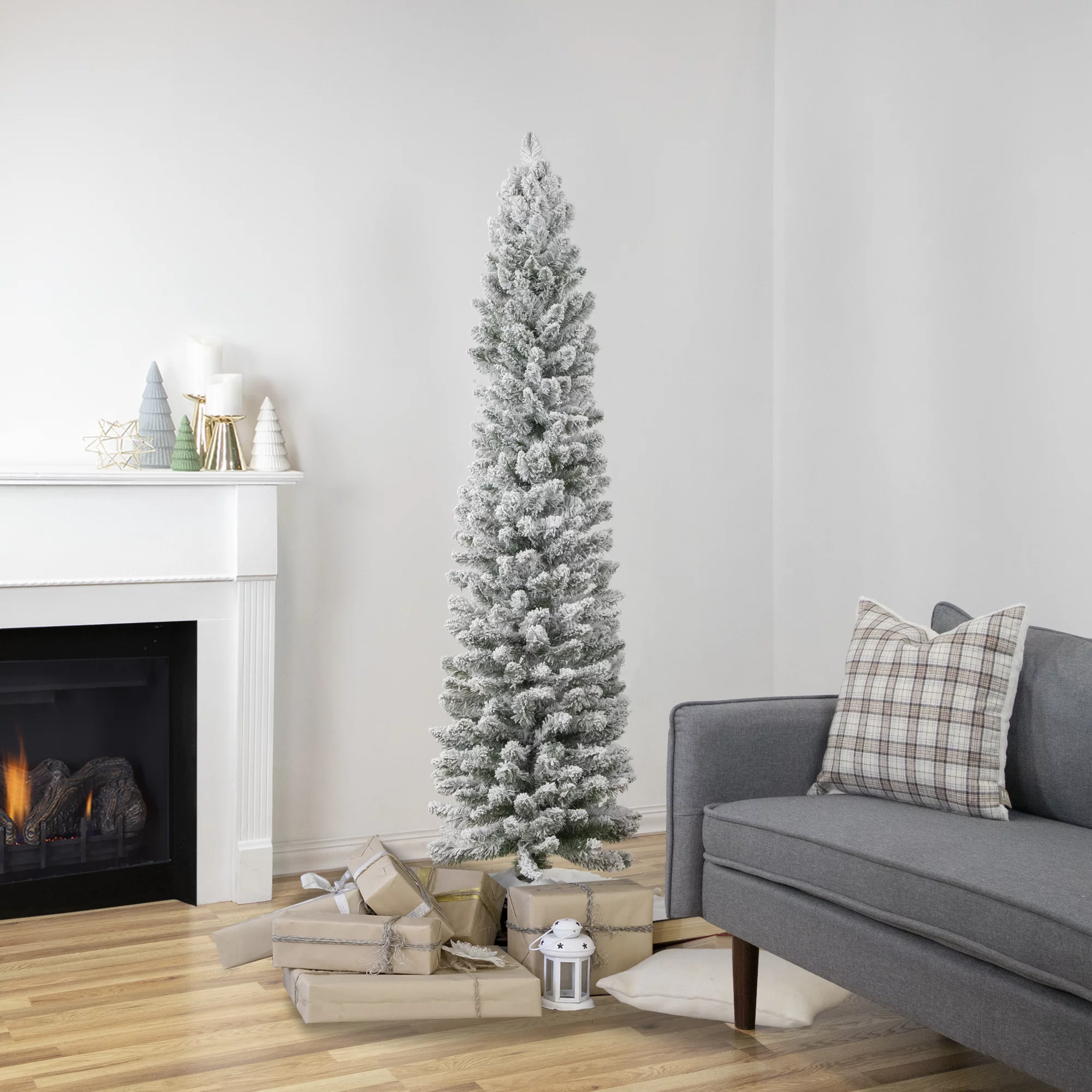 Northlight 6' Flocked North River Pine Pencil Artificial Christmas Tree, Unlit