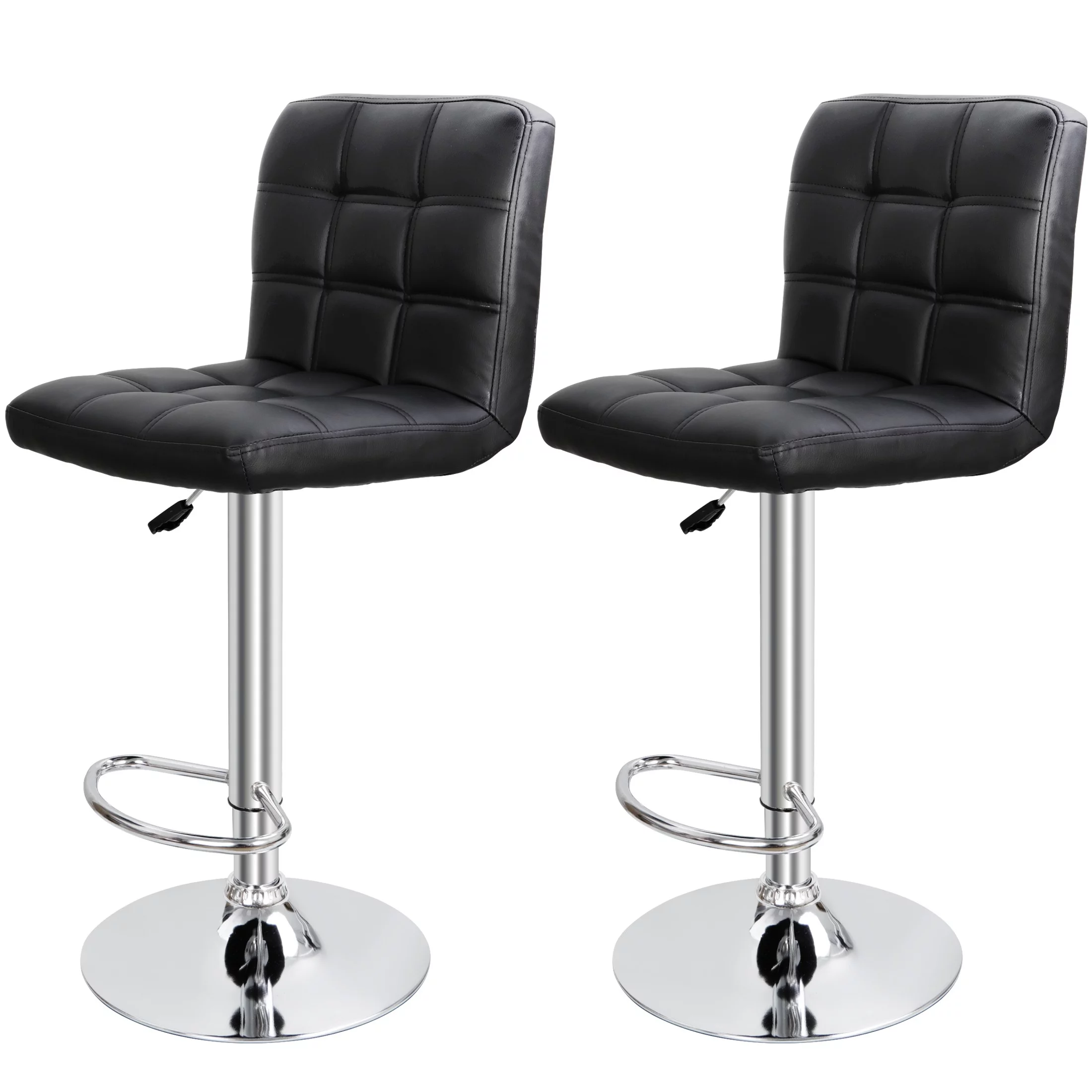 ZENSTYLE 2PCS 360° PU Leather Bar Stools with Back Modern Spa Decor Seats, Black