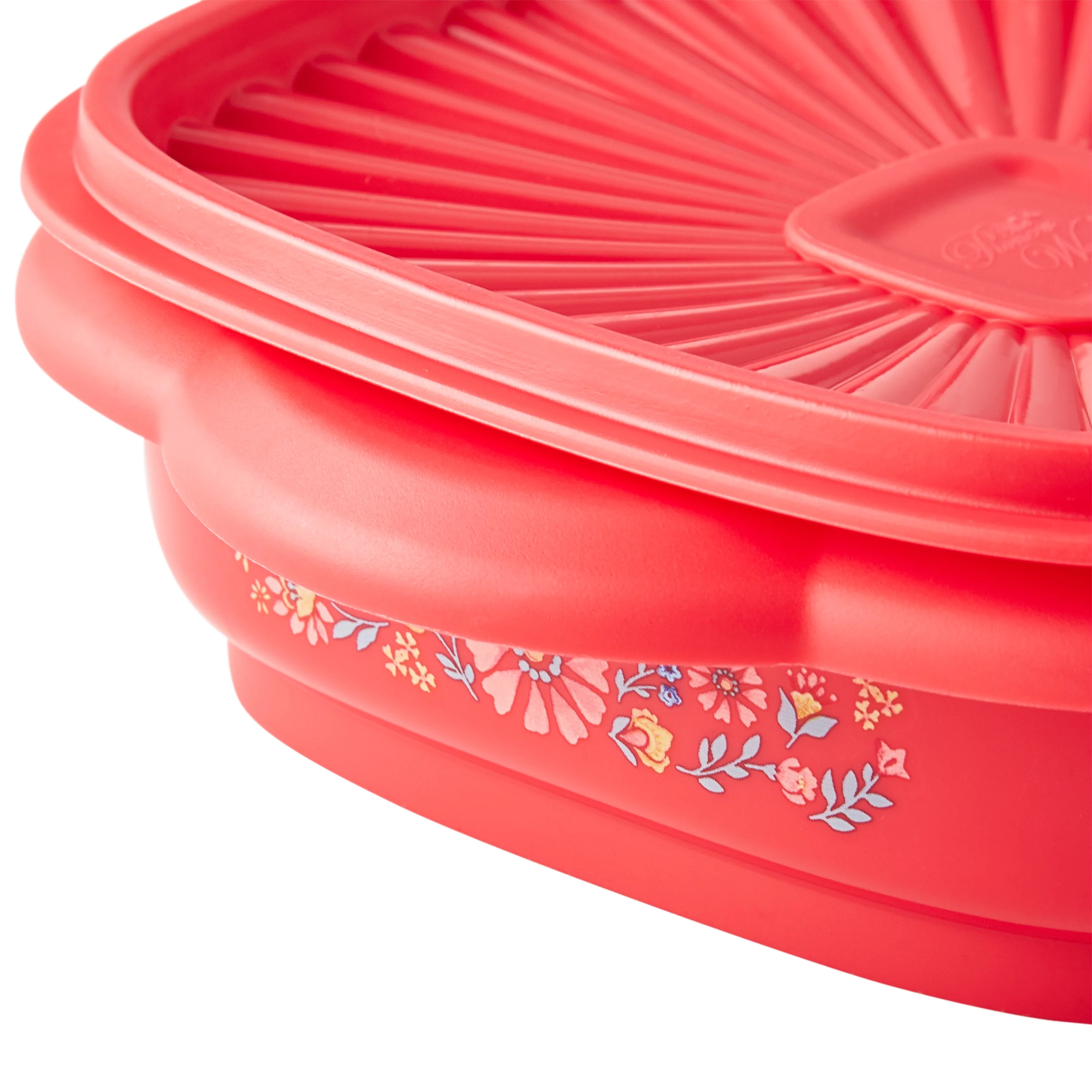 The Pioneer Woman 3 Cup Plastic Food Storage Container with Lid, Red/Floral