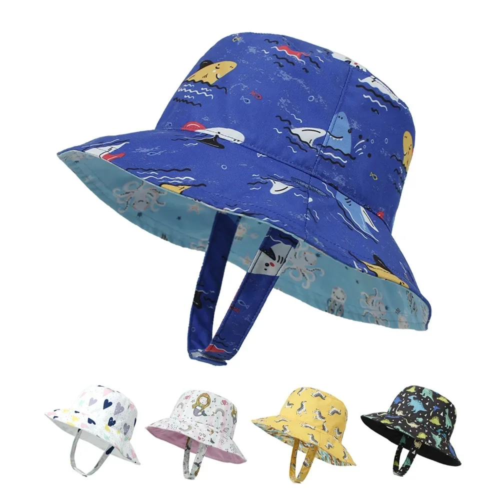 Summer Baby Sun Hat for Girls Boys Outdoor Beach Hat Kids Bucket Cap 0-5 Years Shark (0-6 Months)