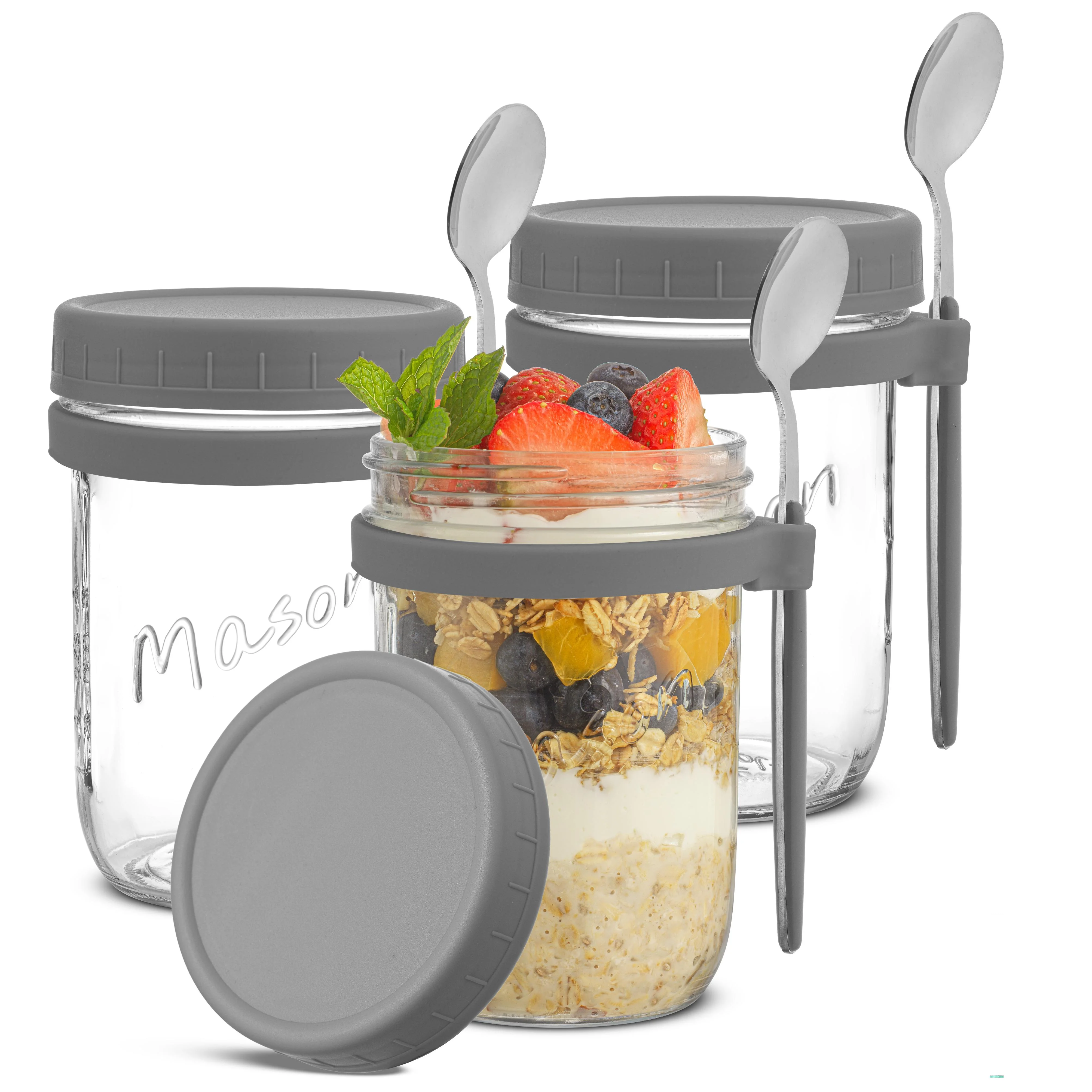 Dawn Overnight Oats Glass Containers - Set of 3 - Grey
