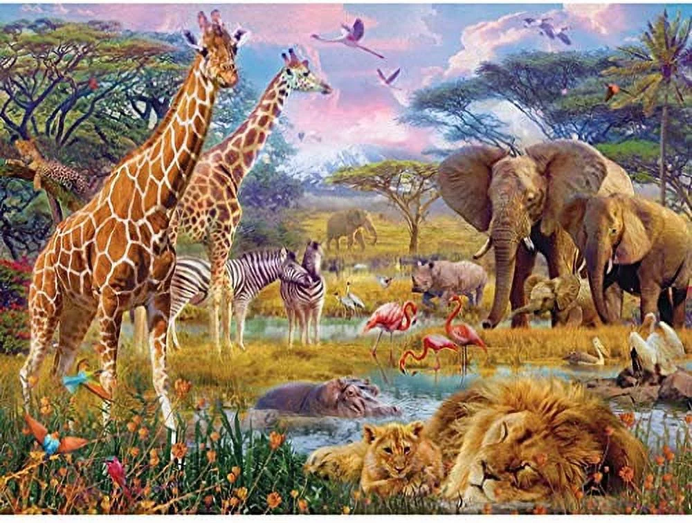 Bits and Pieces - 300 Piece Jigsaw Puzzle for Adults - Savannah Animals by Artist Jan Patrik - Measures 18