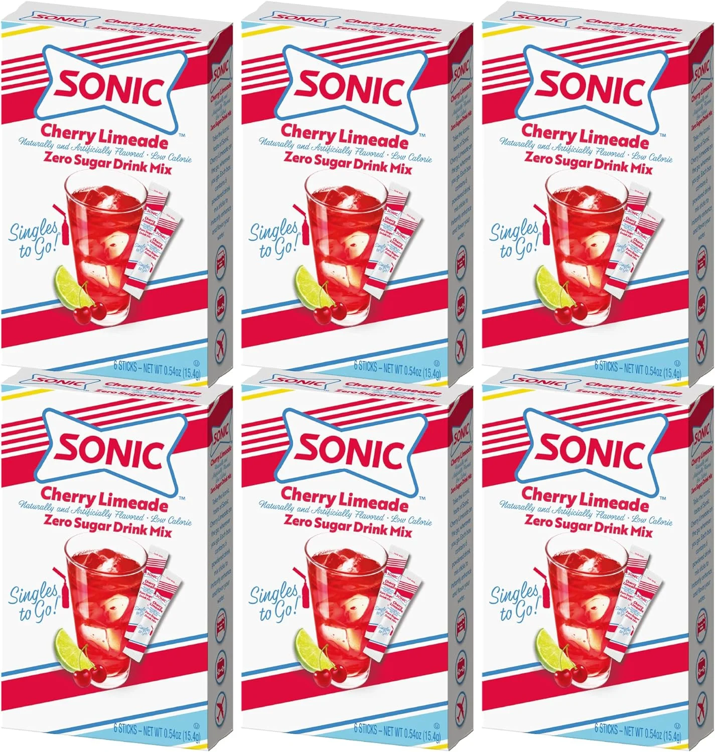 Sonic Sonic Powdered Drink Mix, Cherry Limeade, 6 Sticks Per Box,(Pack Of 6)