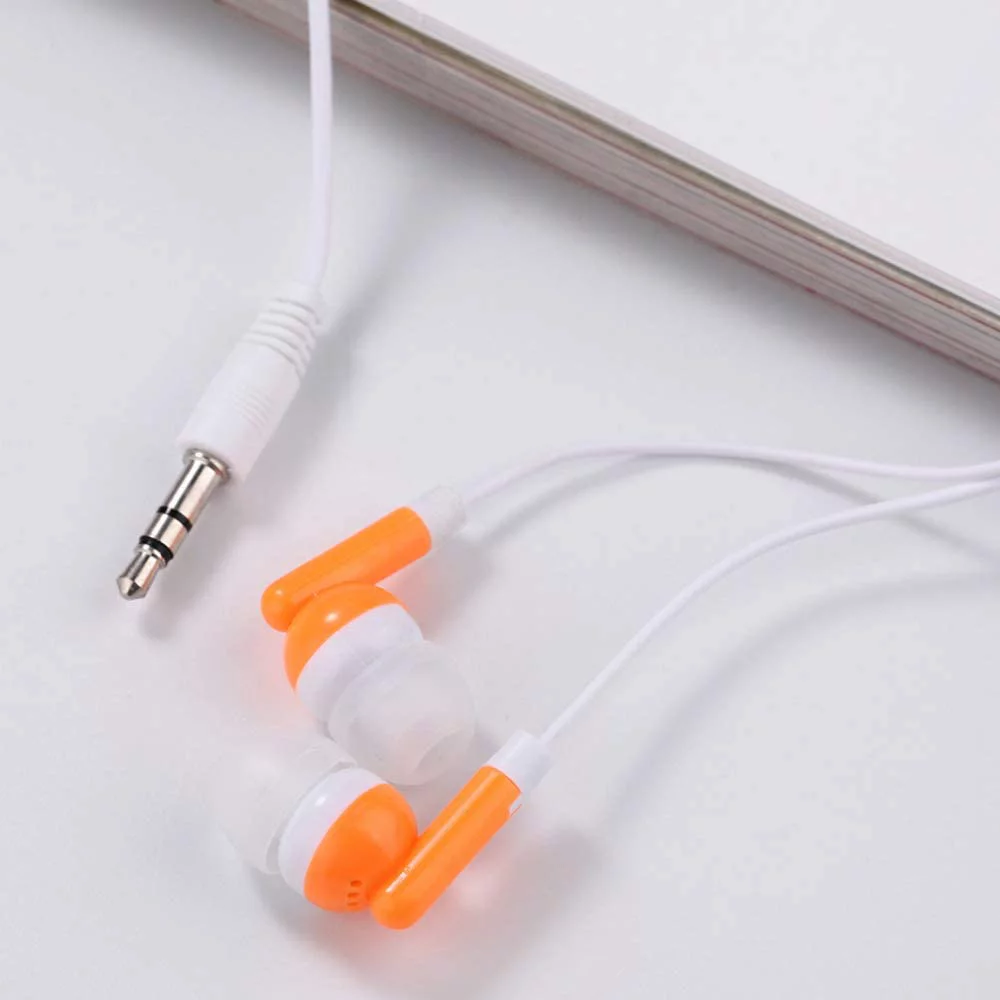 Kids Bulk Earbud Headphones 50 Pack Multi Colored, Individually Bagged, Wholesale Disposable Earphones