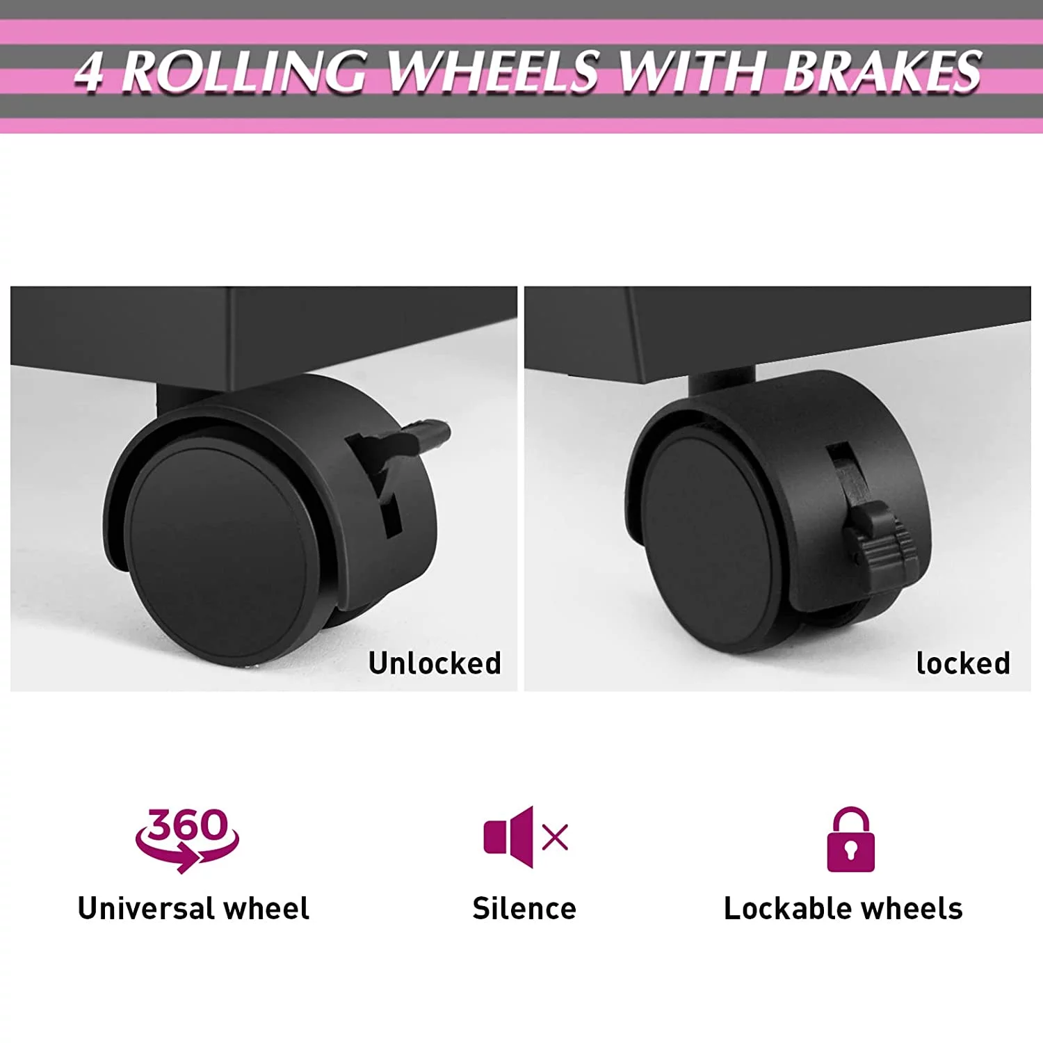 YiSHOP Manicure Table, Nail Beauty Manicure Desk, Nail Tech Table Station with Electric Downdraft Vent, Wrist Cushion, Lockable Wheels, Storage Drawers, Wooden Handle, Black