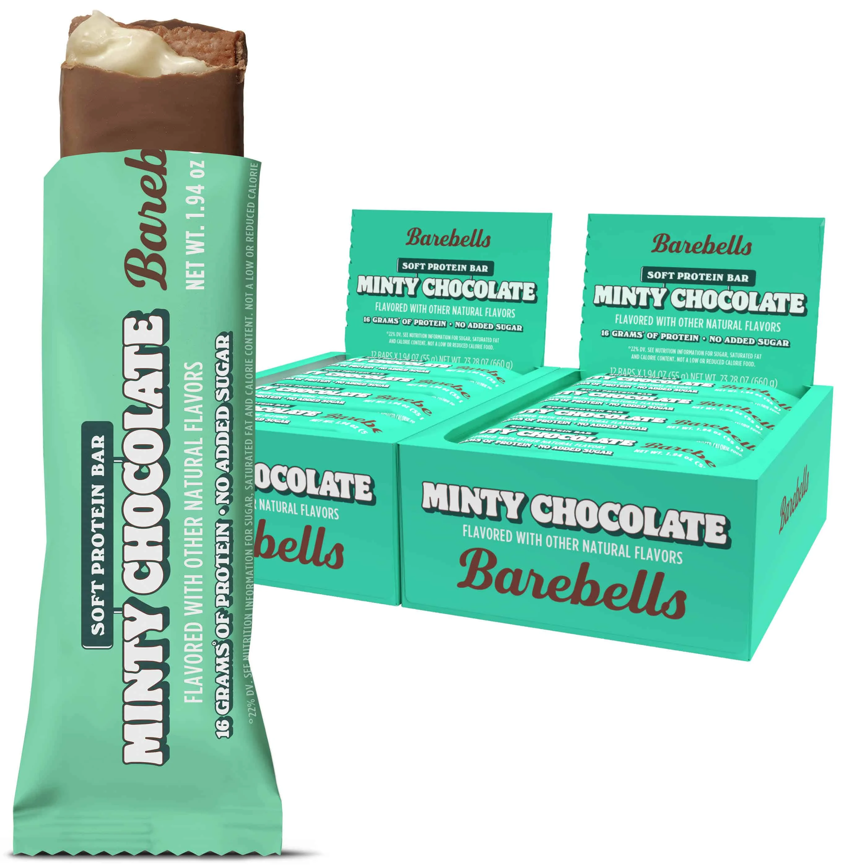 Barebells Soft Protein Bars with 16g High Protein, 1.9oz Bars, Minty Chocolate - 24 Count