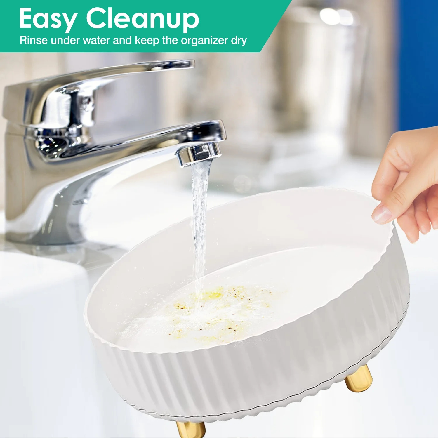 Makeup Perfume Organizer iMounTEK 360° Rotating Cosmetic Storage Tray Desk Storage Tray Lotions Display Case Round Gift Tray with Large Capacity 22LBS Load White