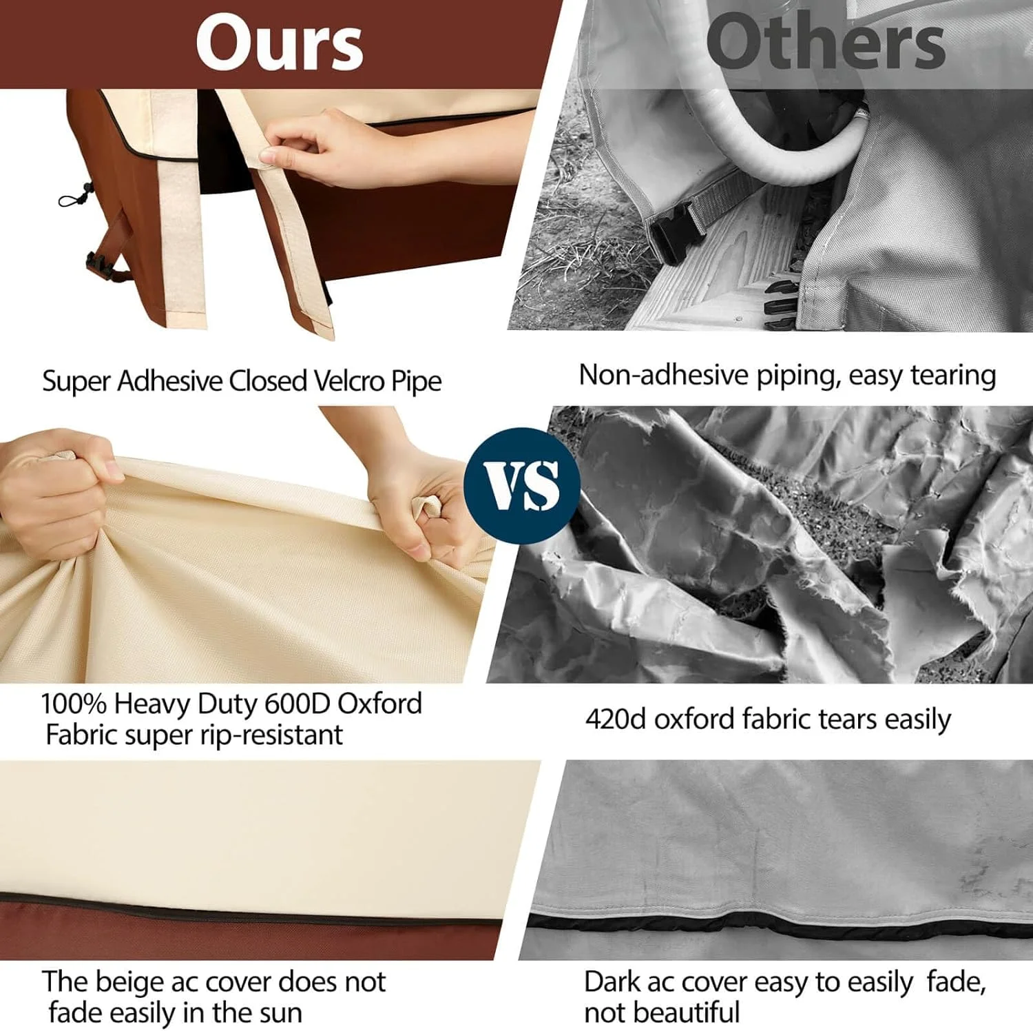 Air Conditioner Cover for Outside Units-Durable 600D AC Cover for Outside Unit Waterproof & Resistant AC Unit Covers Outdoor Central Square Fits up to 38 x 38 x 40 inches