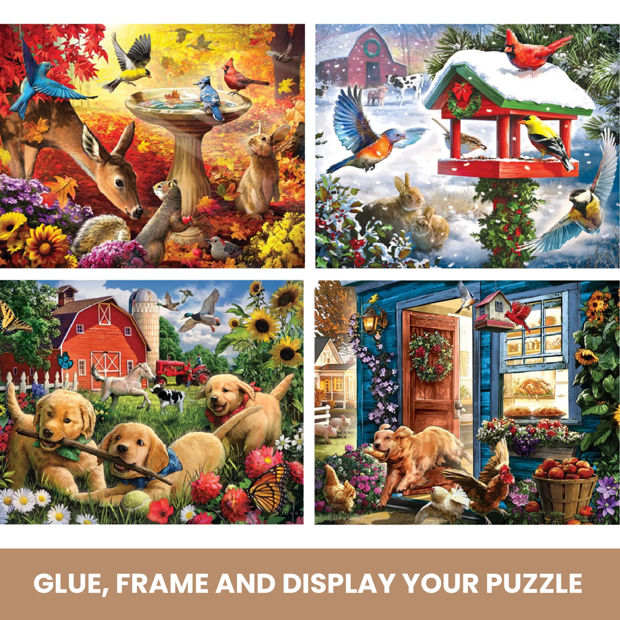 Bits and Pieces - 4-In-1 Multi-Pack Country Living 300 Piece Jigsaw Puzzles for Adults - Each Puzzle Measures 16 