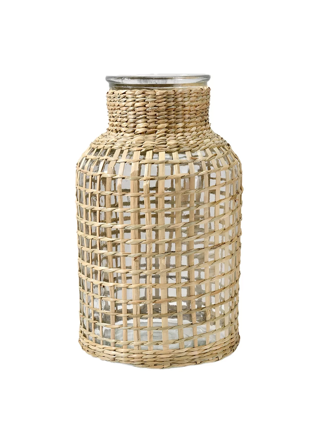 Serene Spaces Living Large Rattan Glass Vase, 7.25