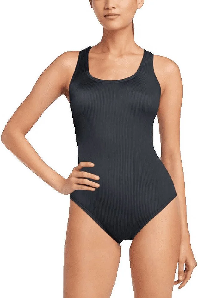 Speedo Womens Ultraback One Piece Swimsuit Black with White Piping( Black XXL)