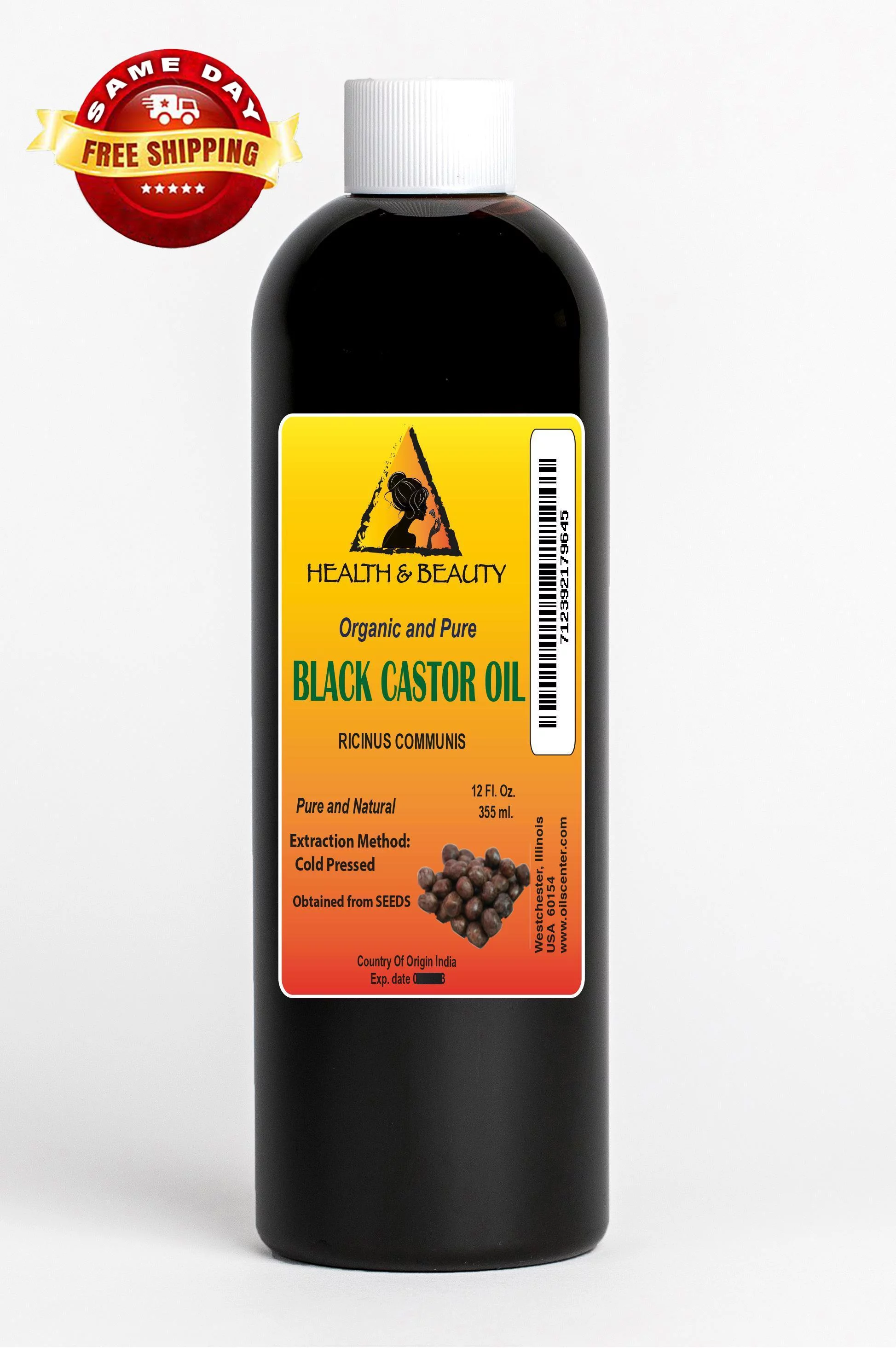 Black Castor Oil Organic USP Grade Hexane Free Cold Pressed Premium Pure 36 oz