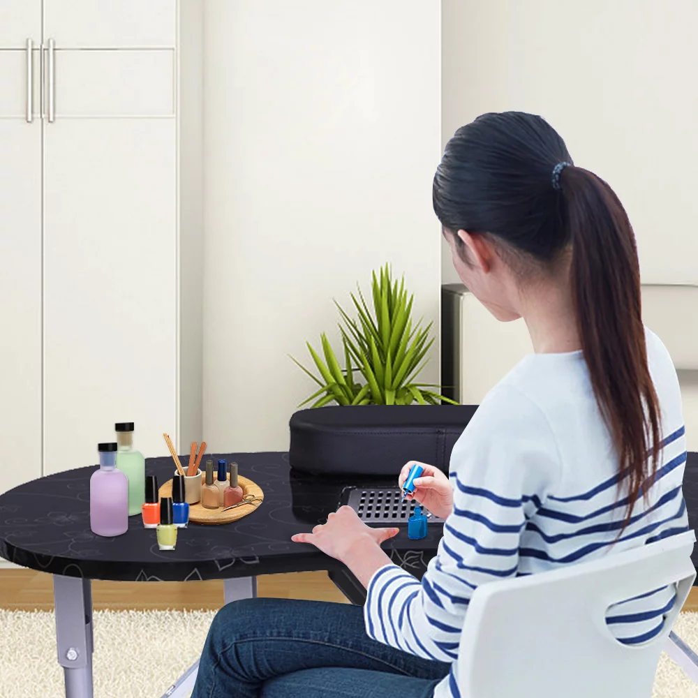 UBesGoo Manicure Nail Table w/Electric Dust Collector, Foldable Home Nail Beauty Technician Desk, Spa Salon Workstation