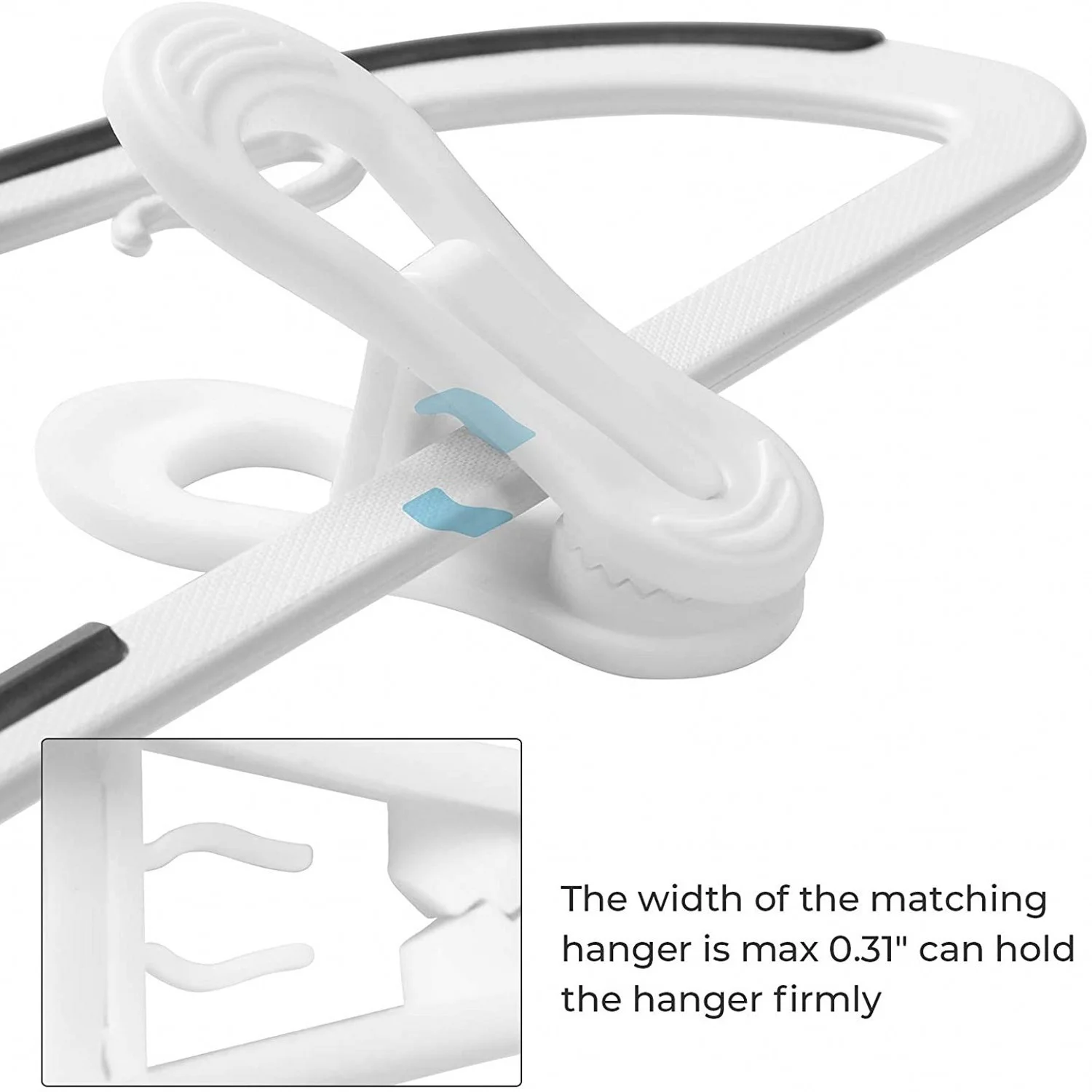 Nvzi Plastic Hanger Clips, 20 Pack Hanger Clips for Plastic Hangers [Laundry Clips] Clothes Clips for Use with Plastic Clothes Hangers. Made with 100% Fully Recyclable Plastics.