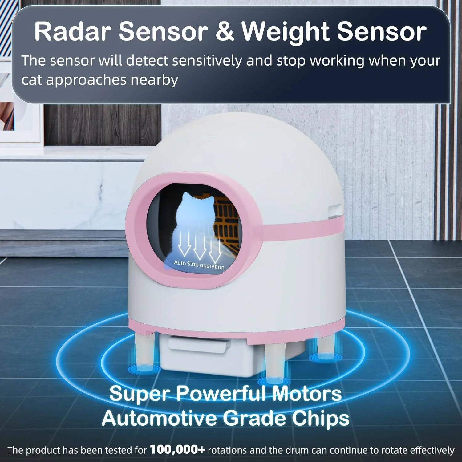 CATLK Self Cleaning Litter Box,Intelligent App Control Monitoring in real-time,60L Large Space+8L Waste Drawer,Suitable for 2.2-26.5lbs Cat