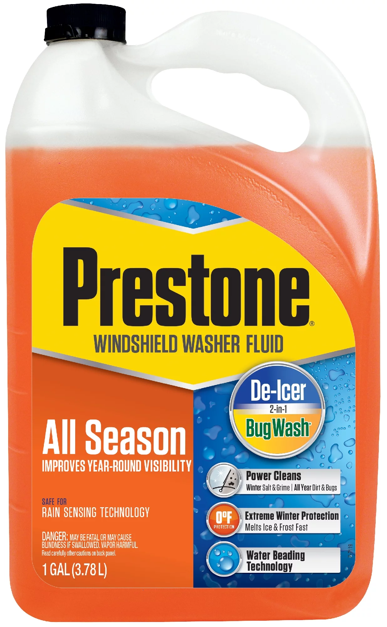 Prestone All Season 2in1 Washer Fluid - 1 gal; Year round , 0° De-Icer+Bugwash