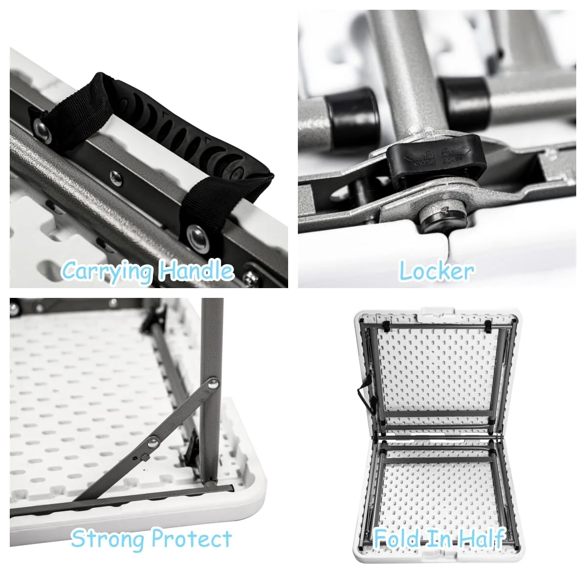 VTOY 6FT Folding Table White Plastic Folding Table Portable Long Foldable Tables Indoor Outdoor Picnic Camping Fold Table 6 Foot Party Table (4ft, 6ft, 8ft)