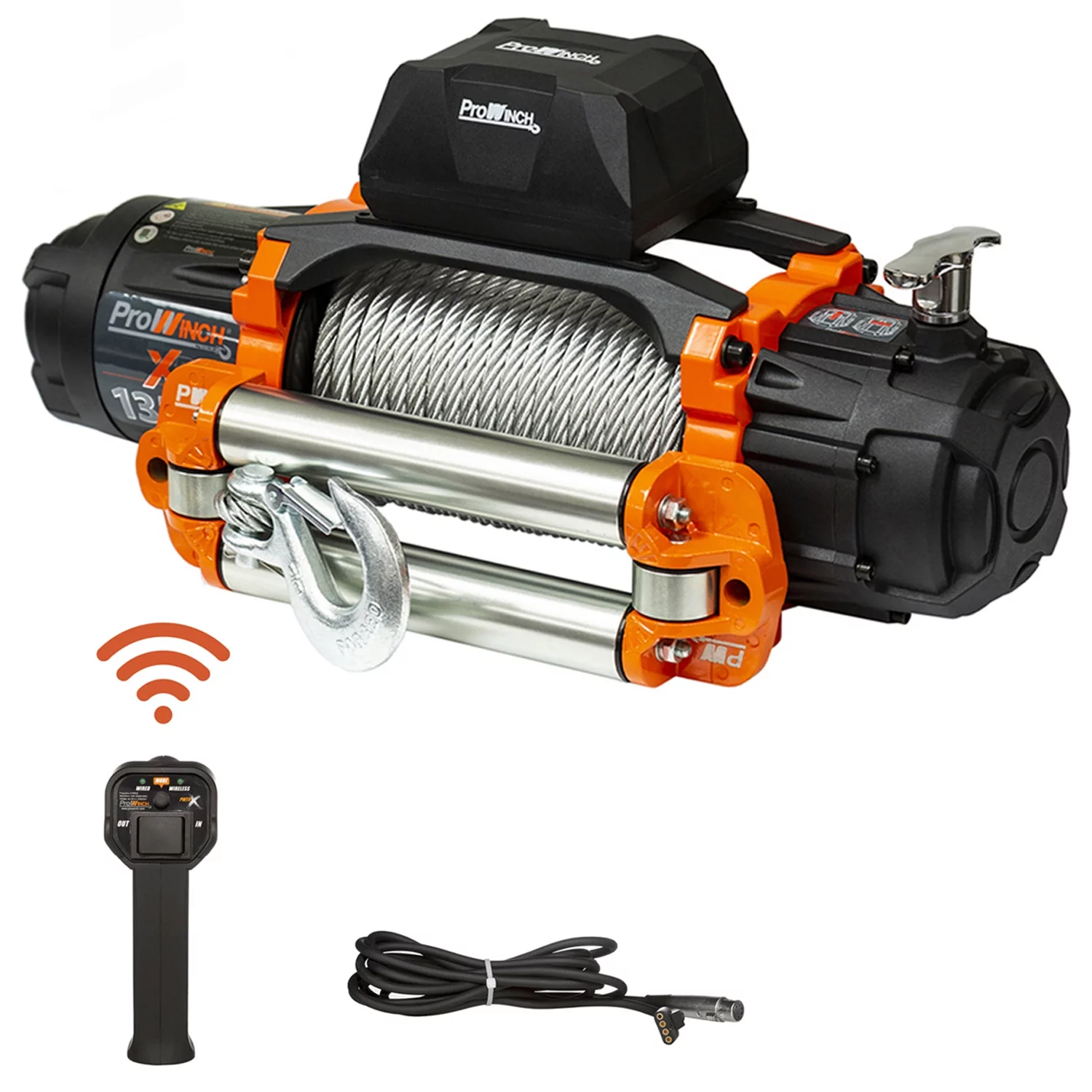 Prowinch 13500 lbs Electric Waterproof Winch Steel Rope Steel Roller 12V Wireless