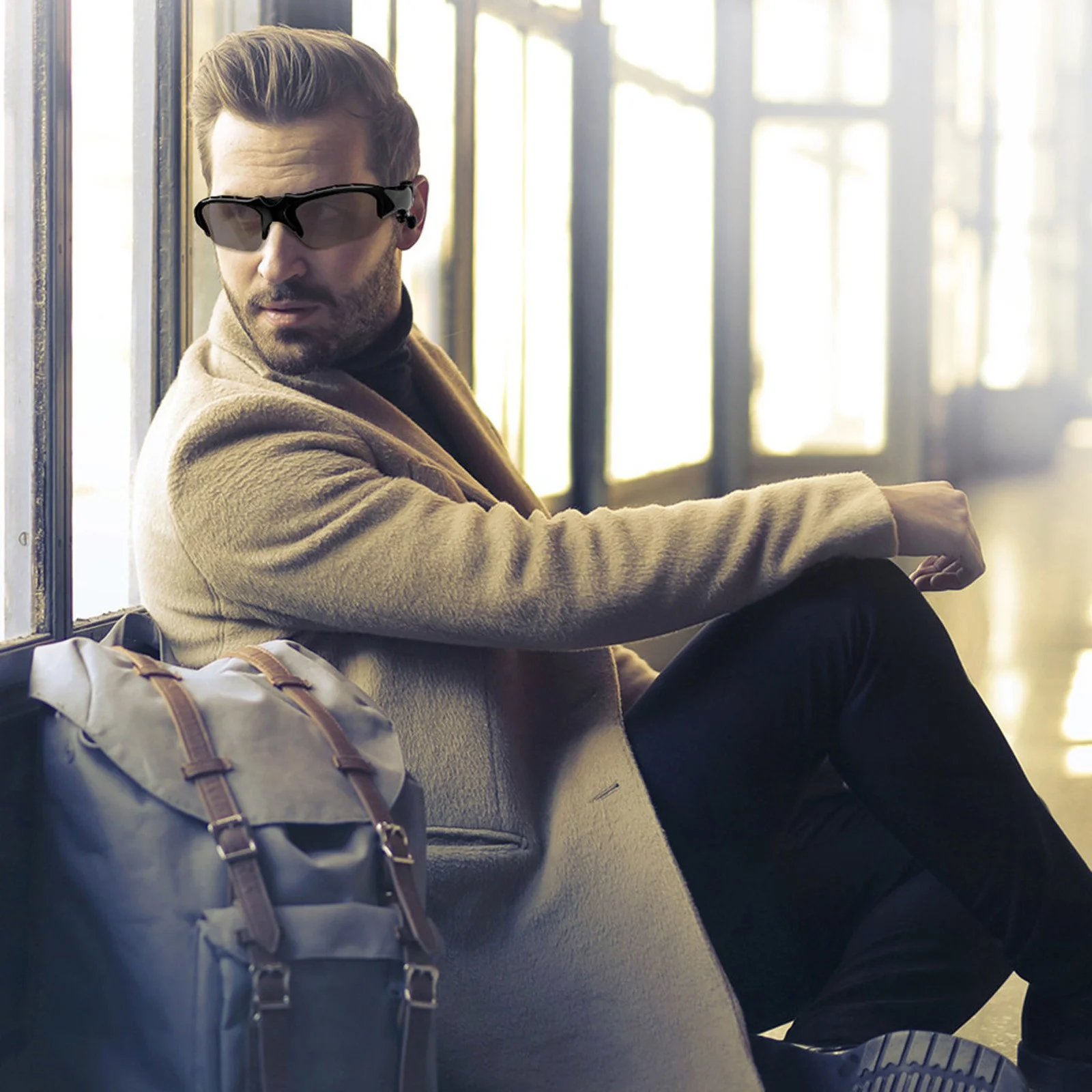 YHAIOGS Bluetooth Earpiece for Cell Phone Sunglasses with Bluetooth Headphone Inear Headphones Polarized Sunglasses Headset Earbuds Wireless Headphone with Mic