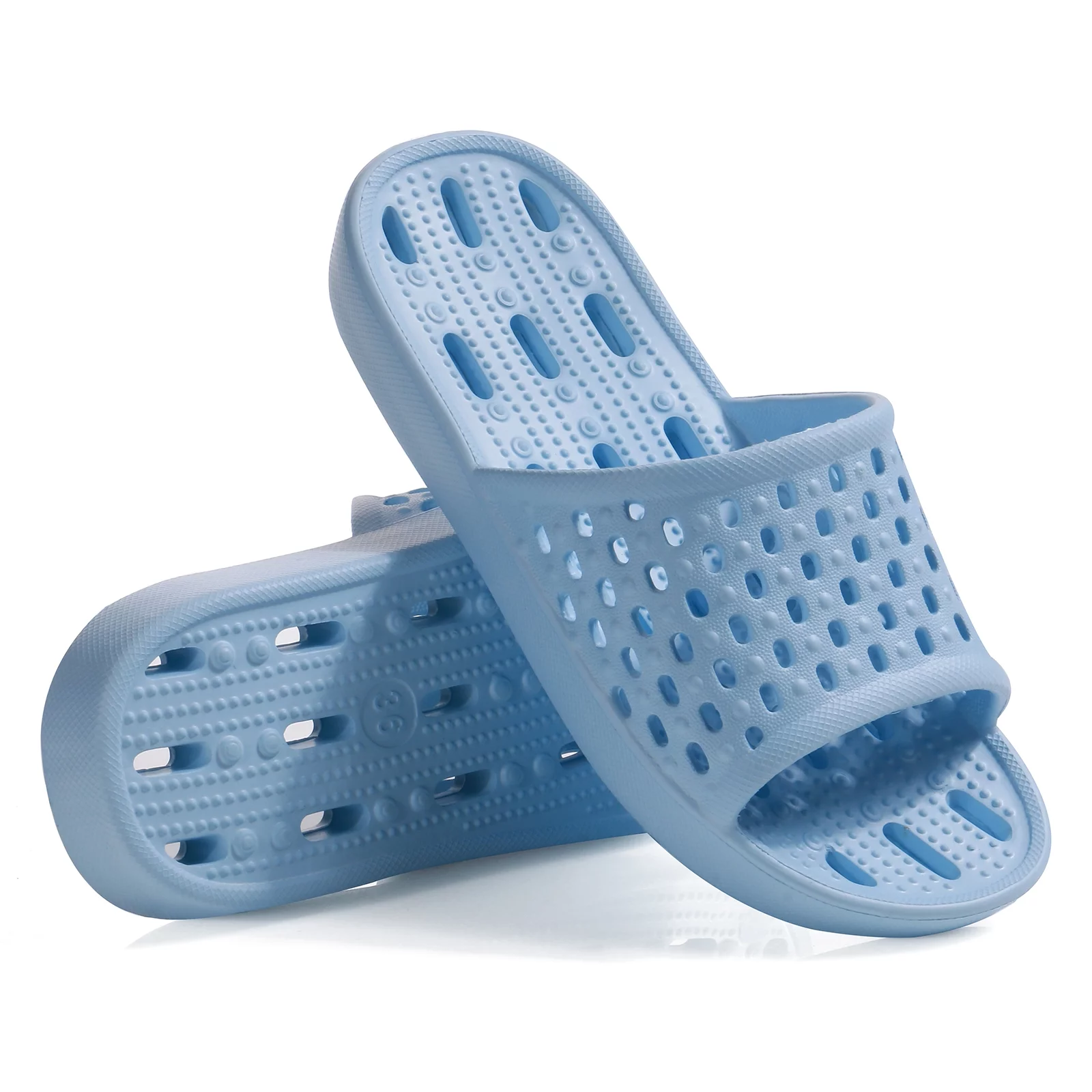Shower Sandals Women Men Quick Drying Bath Slippers Non Slip Dorm Shoes Blue, Size 7