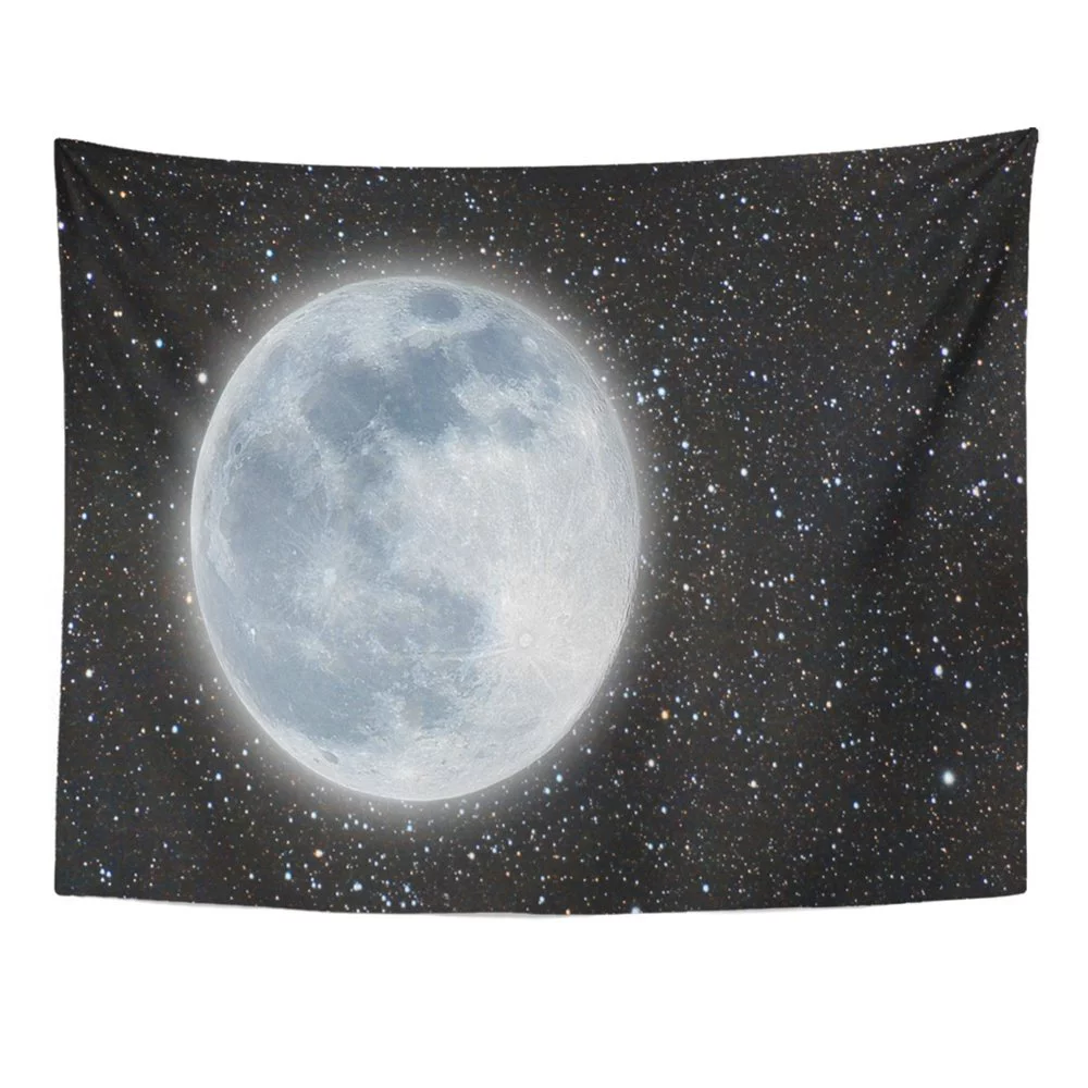 UFAEZU Moonscape Unreal Moon Over Great Starfield Nebula Sky Starry Abstract Apollo Wall Art Hanging Tapestry Home Decor for Living Room Bedroom Dorm 60x80 inch