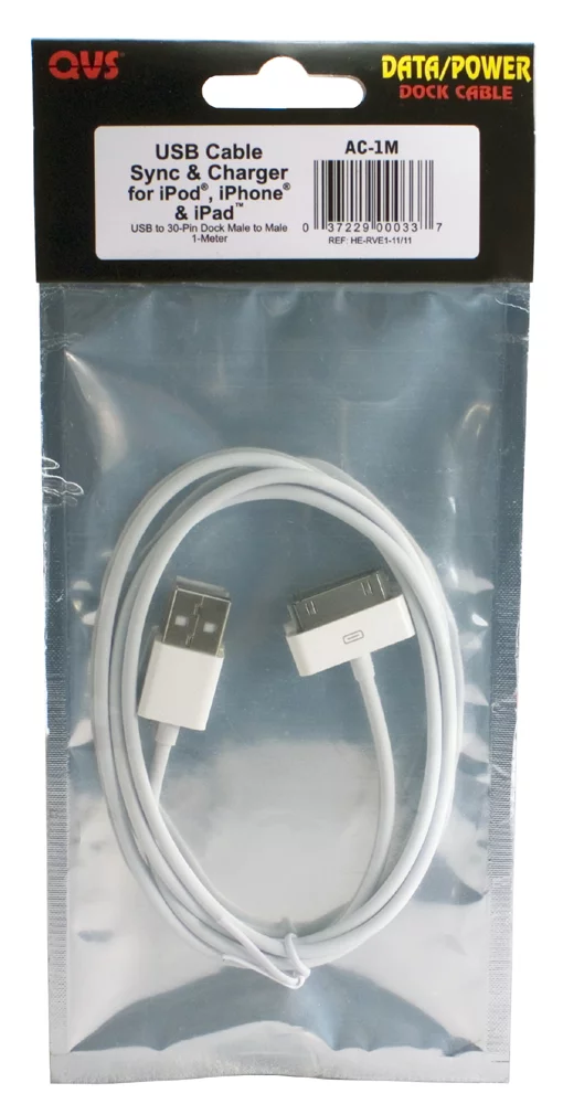 QVS 1.5-Meter USB Sync & 2.1Amp Charger Cable for iPod/iPhone & iPad/2/3