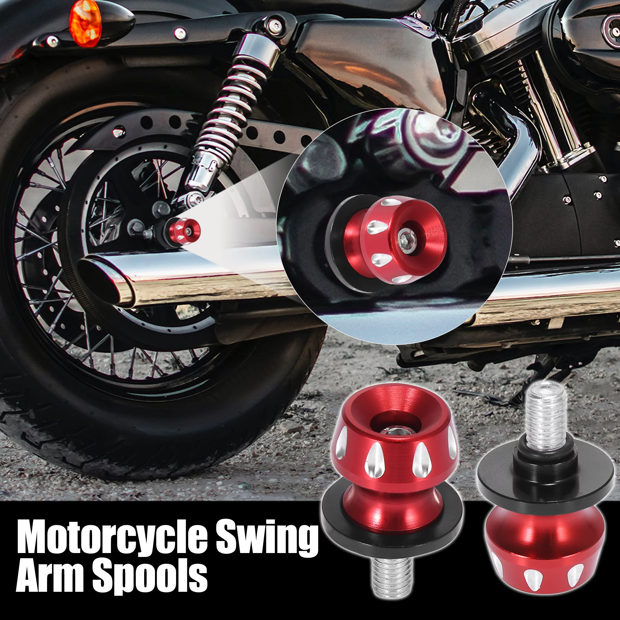2pcs M10x1.5 Red Aluminum Alloy Motorbike Swing Arm Spools Sliders Stand for Kawasaki