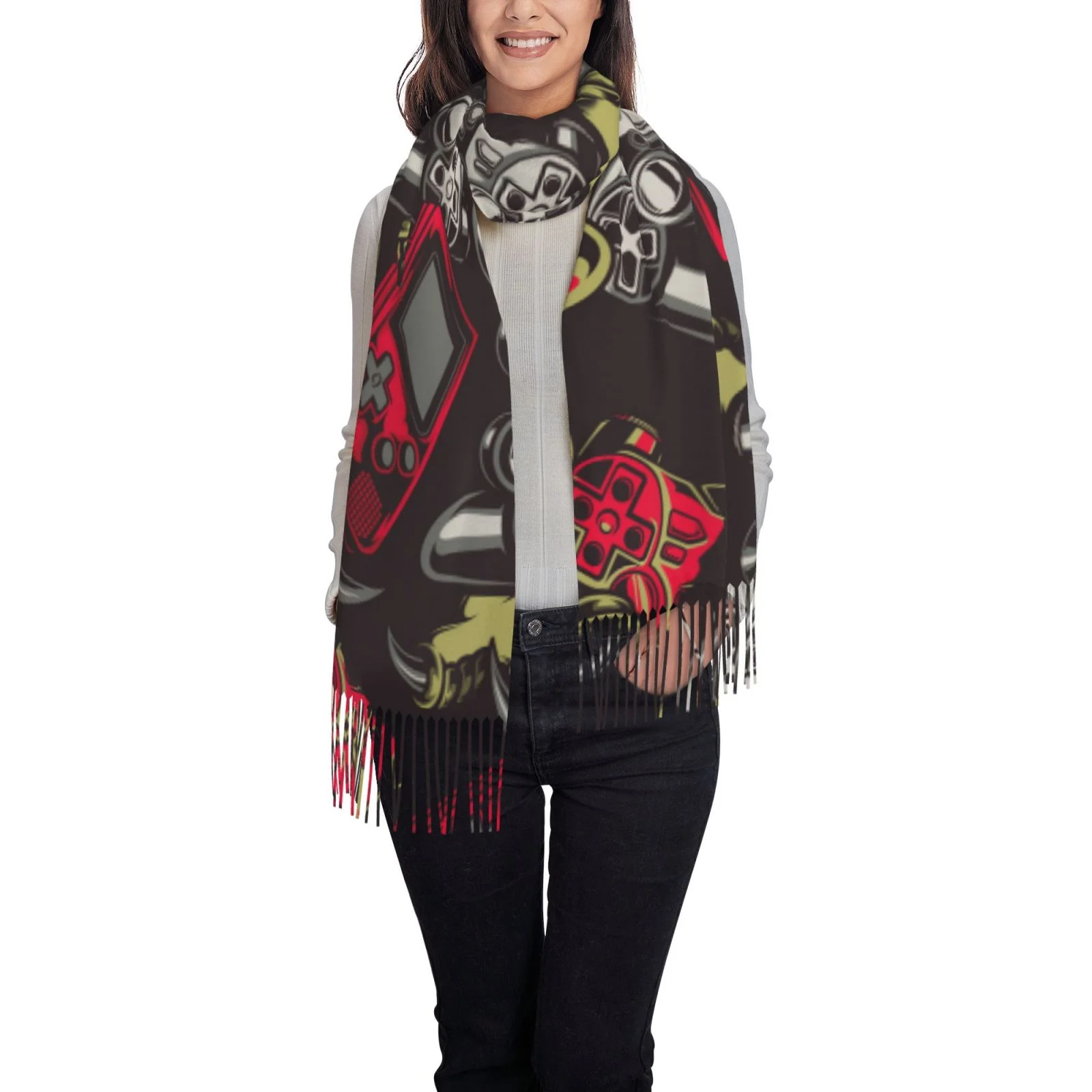 Ocsxa Scarf Shawl Wraps For Women Soft Cashmere Scarf Vintage Gaming Printed Large Blanket Scarf