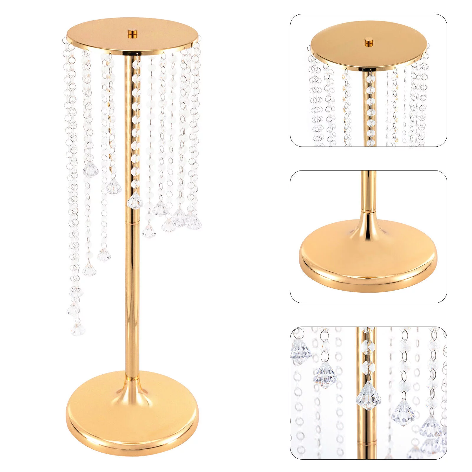 10Pcs 27.5 inch Tall Gold Vases Crystal Flower Vase For Wedding Centerpieces Decor