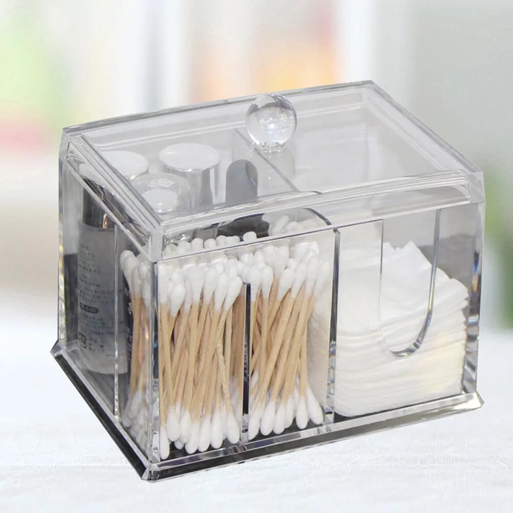 Pad Cotton Holder Dispenser Square Round Container Makeup Organizer Storage Box Cosmetic Lid Large