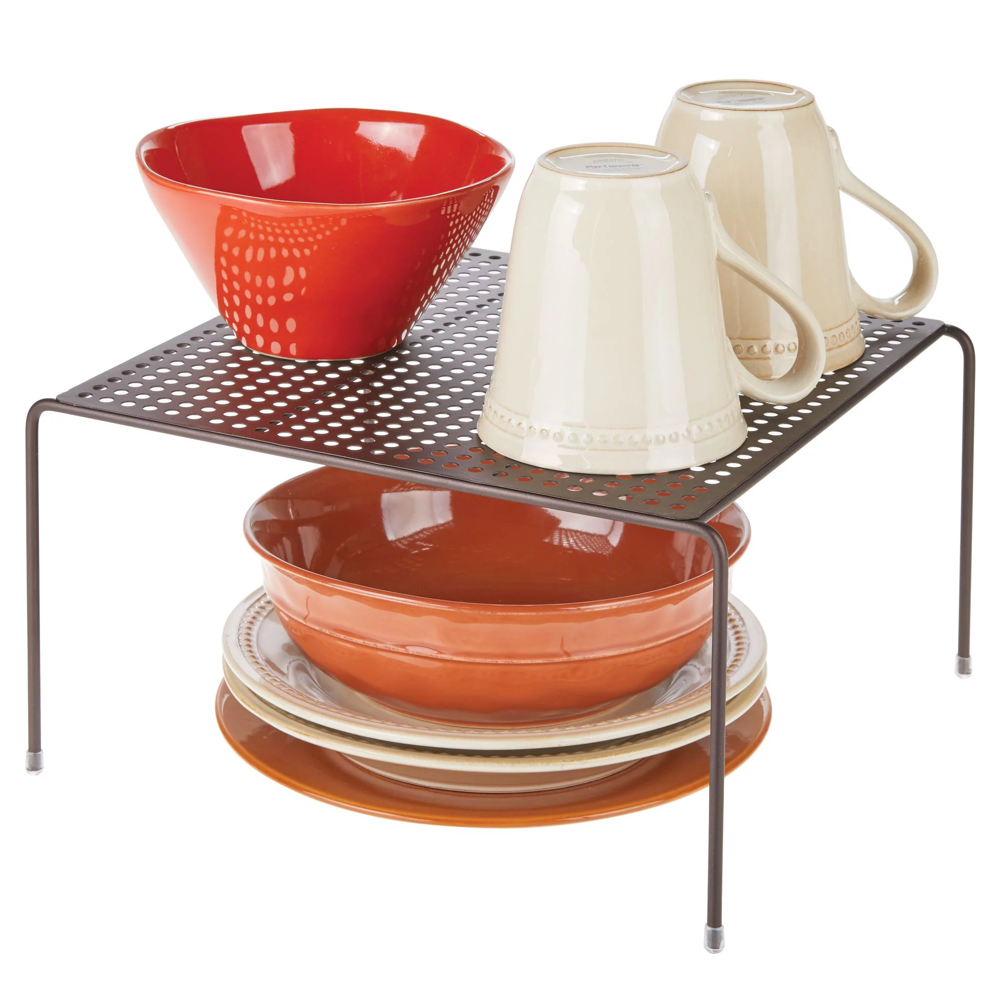 mDesign Metal Square Kitchen Organizer Storage Shelves, 4 Pack - Bronze