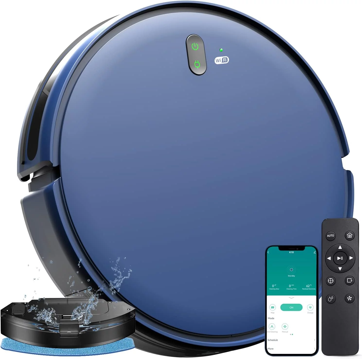 Open Box XIEBro Robotic Vacuum Cleaner, 2 in 1 Robot Vacuum and Mop Combo - BLUE