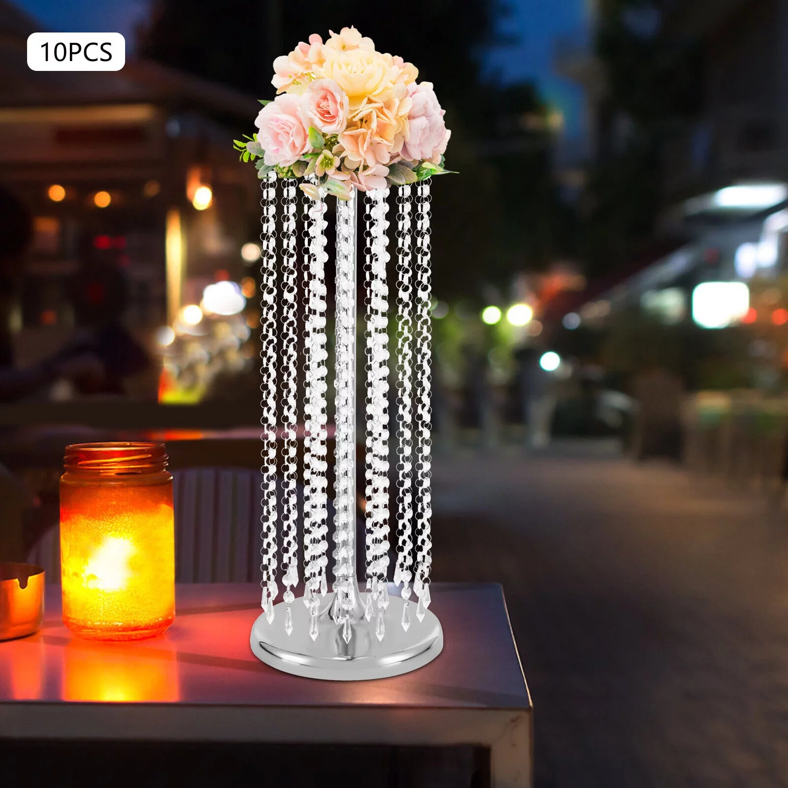 Miumaeov 10 Packs 23.6inch Tall Wedding Centerpieces Flower Vases Stand Crystal Flower Arrangements Decor