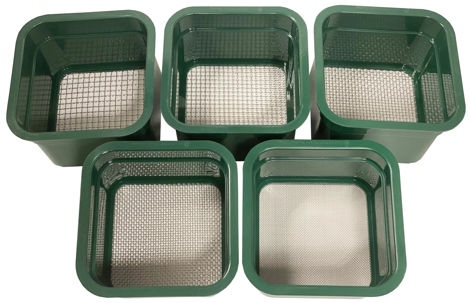 Sluice Fox Sluice Fox 6 inch gold classifiers; set of five stacking sifting pans with stainless steel mesh strainers for gold panning; sharktooth and gem sifters; (Green)