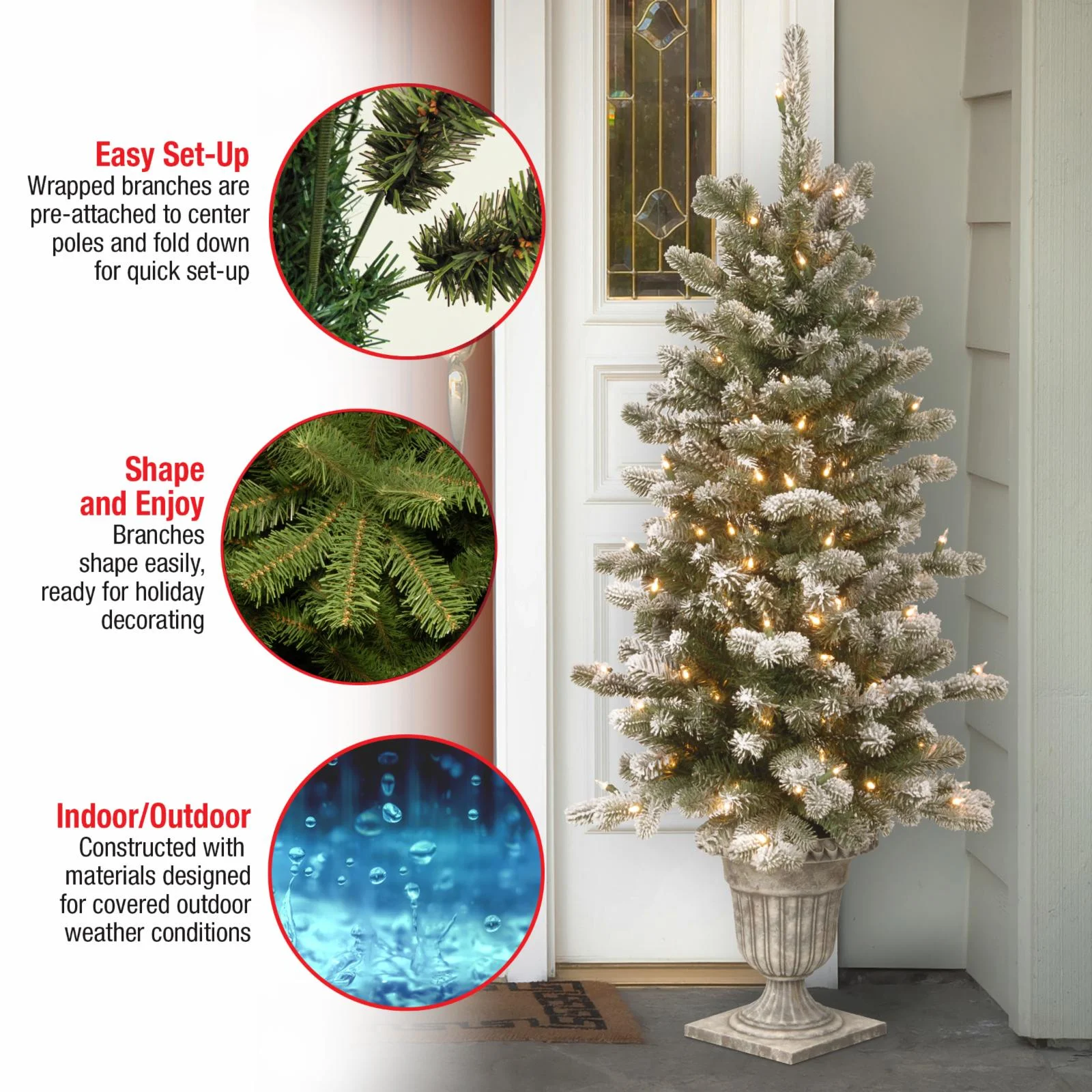 National Tree Company 4 ft. Snowy Sheffield Spruce Entrance Tree with Twinkly™ LED Lights