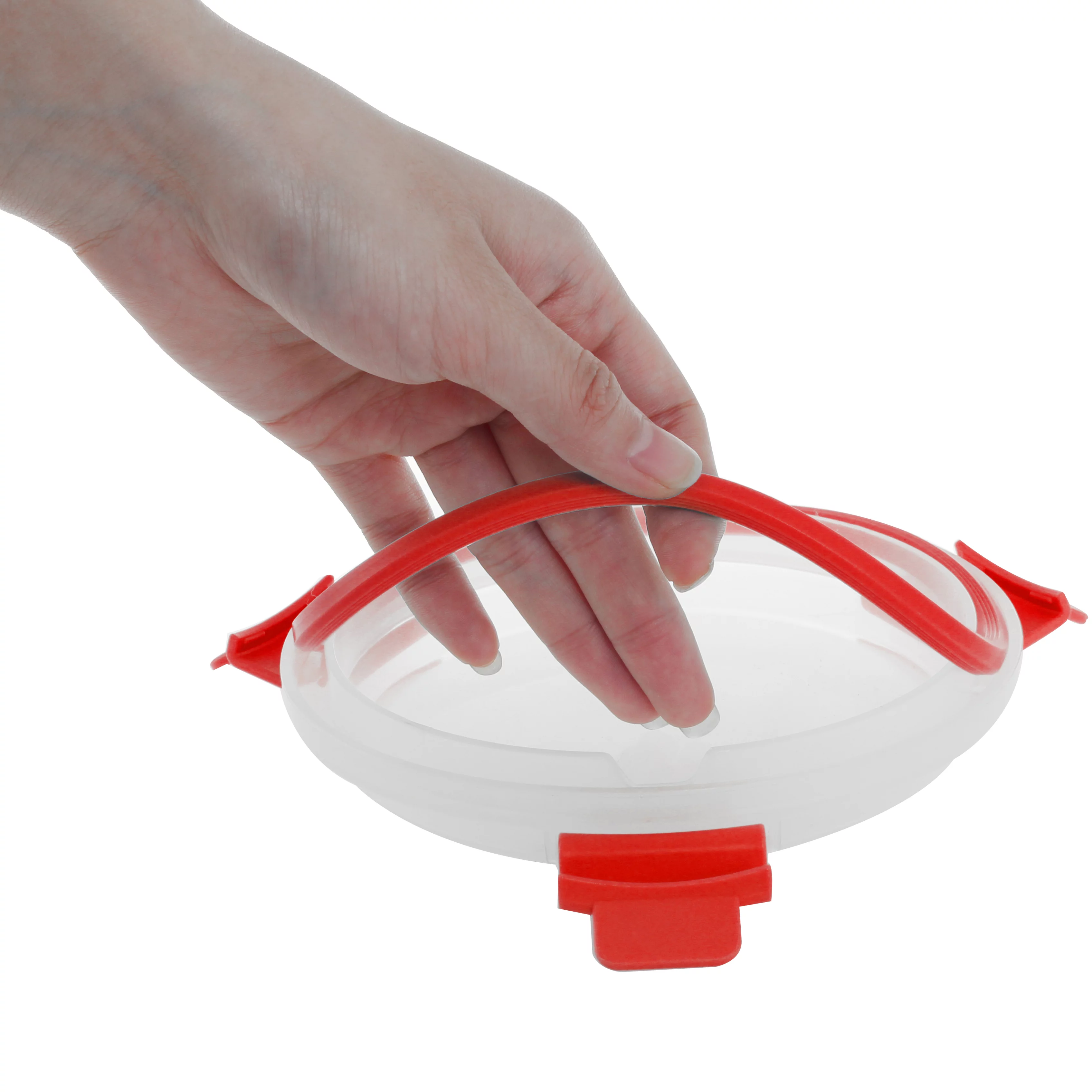 13 oz. Round Leak and Spill Proof Borosilicate Glass Food Storage Dishwasher Safe Meal Prep Storage Container with Air-tight Plastic Lid, Red